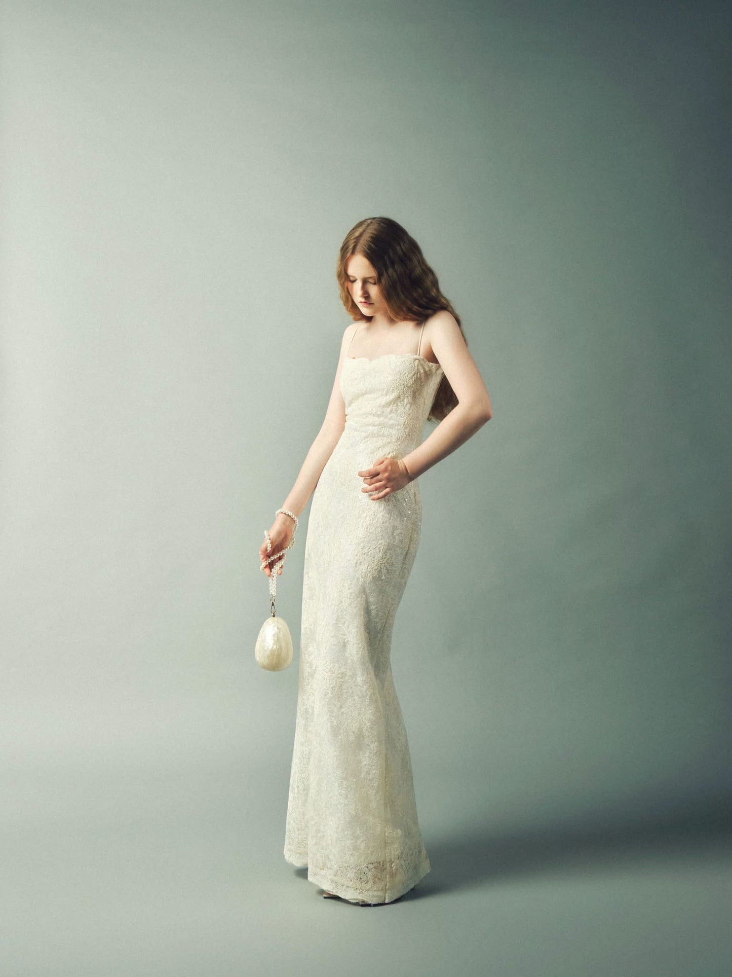 DELICIAE Cream Lace Cynthia Maxi Dress