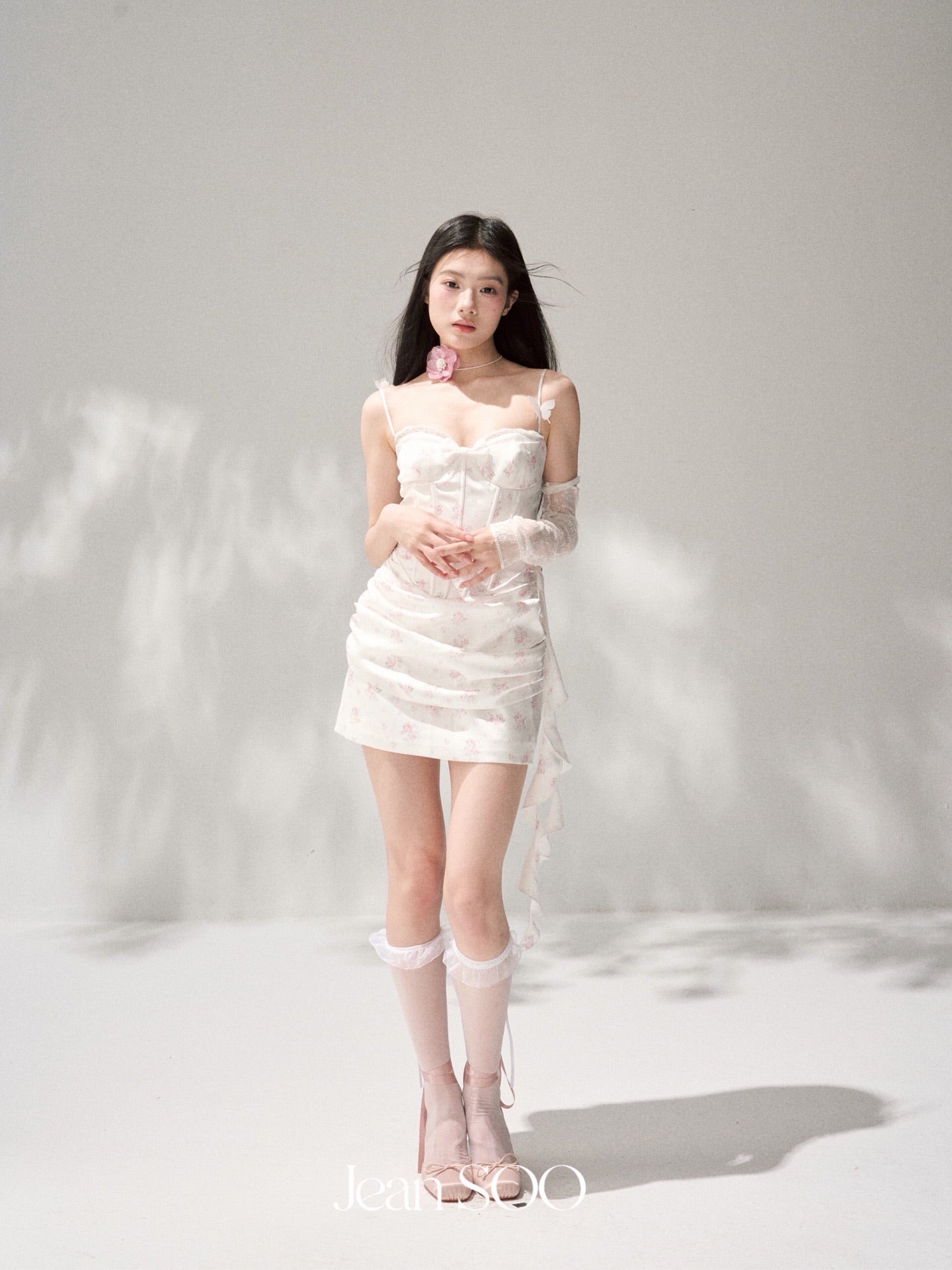 JEAN SOO Sweet Vacation White Butterfly Mini Dress