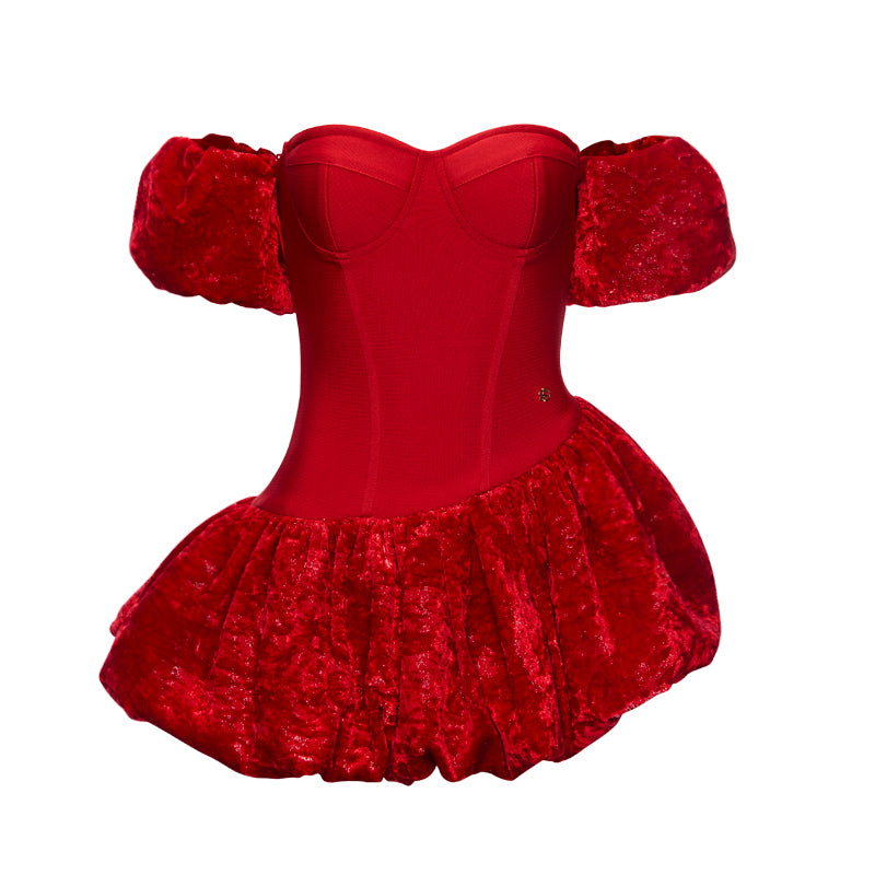 SHEERLUCK Red & Pink mini dress