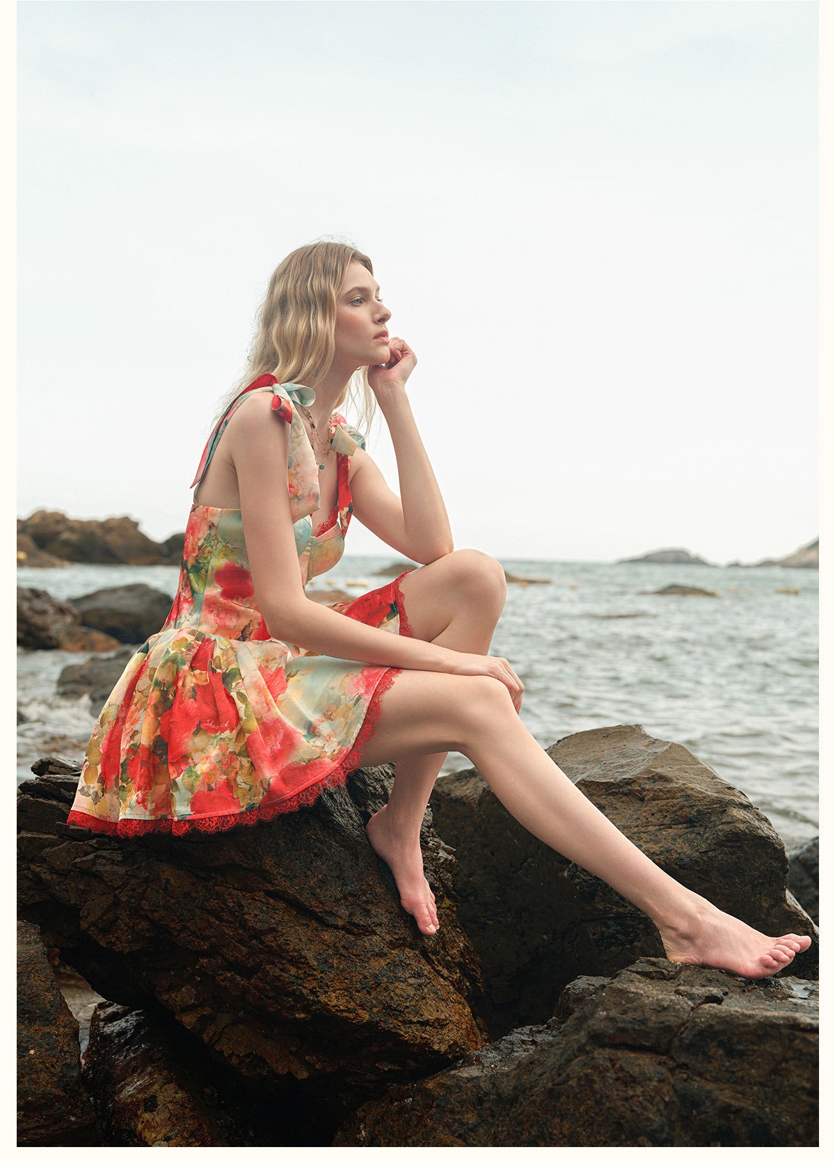 Sheerluck Elegant Vacation Blue Fiorina Mini Dress