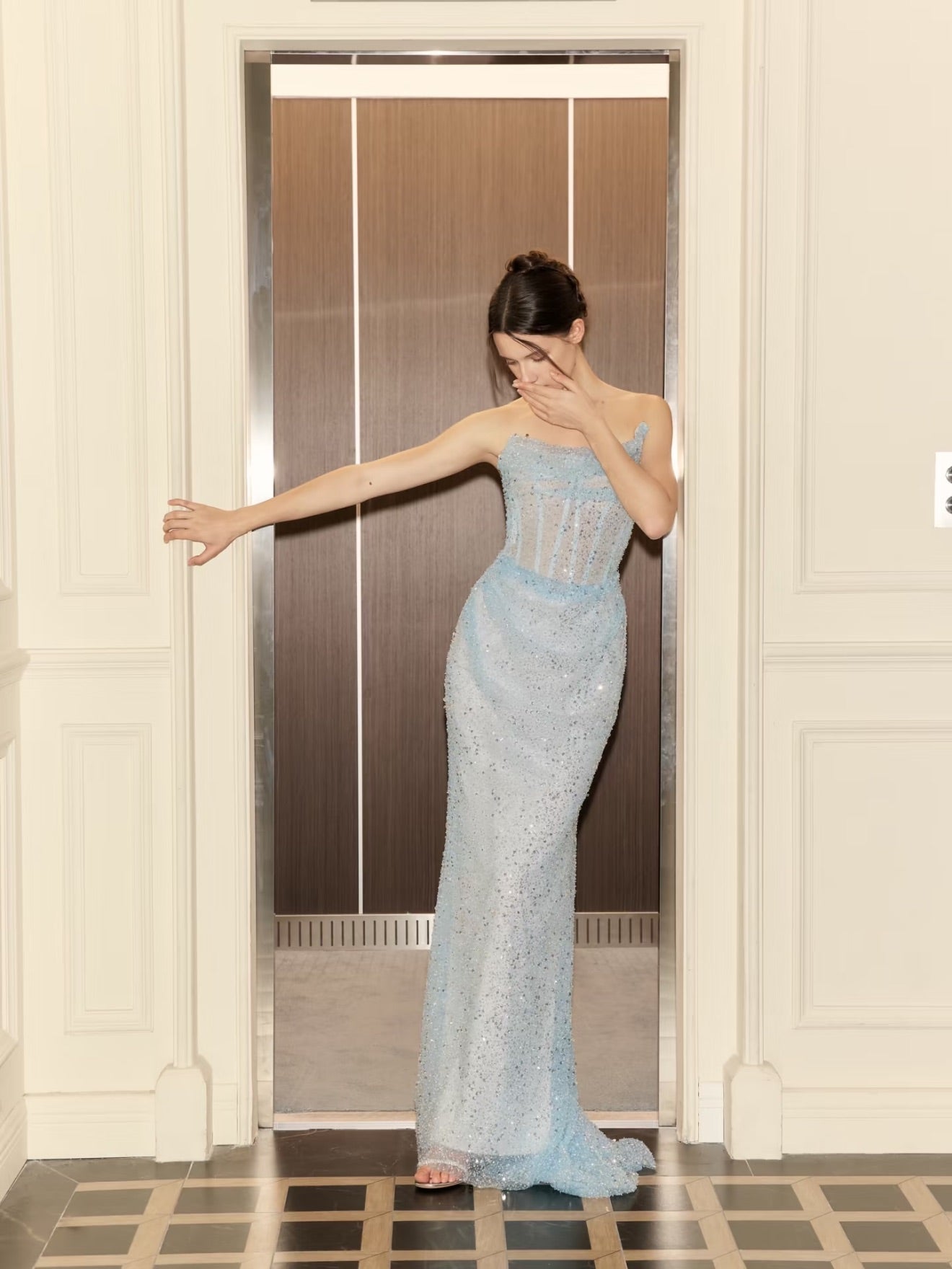 AMUSEE MOI WEEKEND Elegant Formal Blue Obsessed Maxi Dress