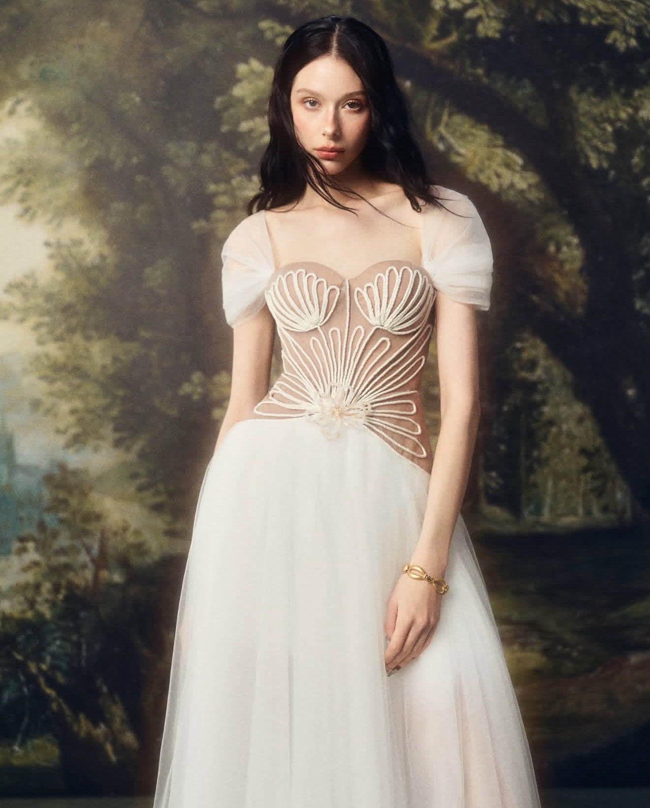 LINHPHUNG White Gauze Cortena Midi Dress