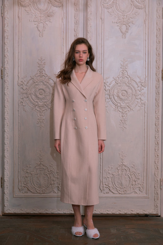 MIN PURA White Fitted Diamond Button Coat