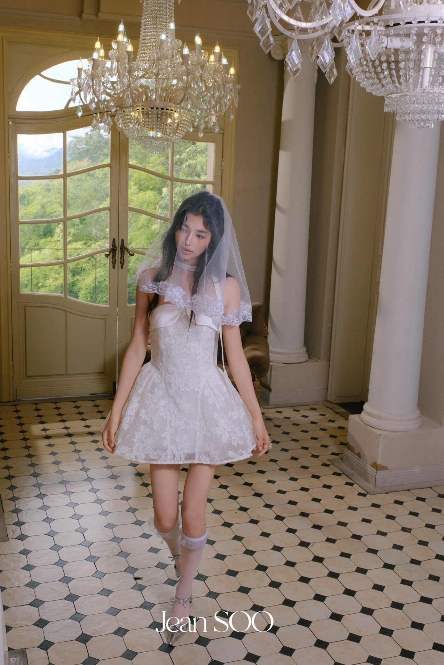 JEAN SOO White Lace Mini Dress