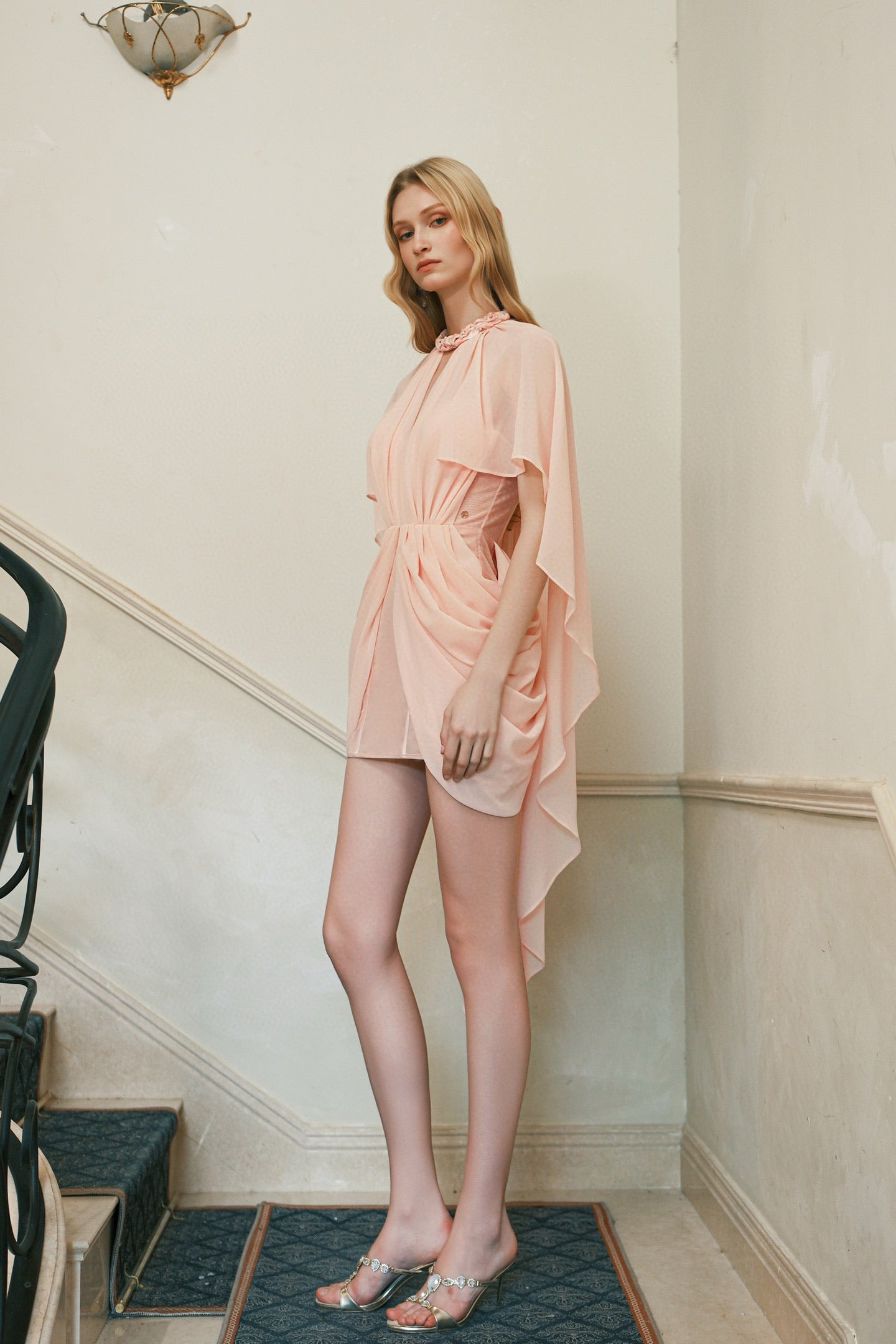 SHEERLUCK Formal Brown Mini Dress