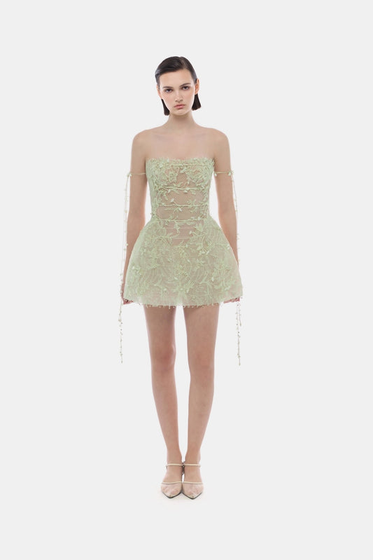 MONTSAND Green Vacation Elegant Floral String Mini Dress