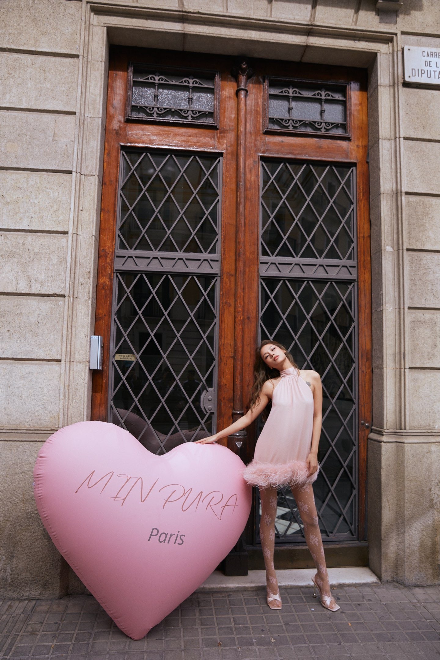 MINPURA Pink Feather Mini Dress