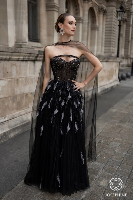 JOSEPHINE Black Elegant Floral Vacation Yunara Maxi Dress