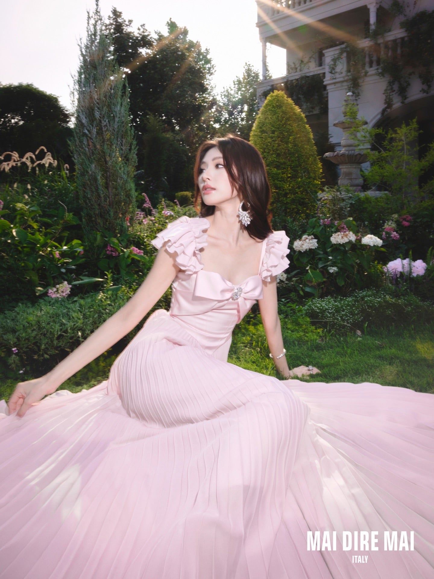 MAI DIRE MAI Pink Bow Maxi Dress