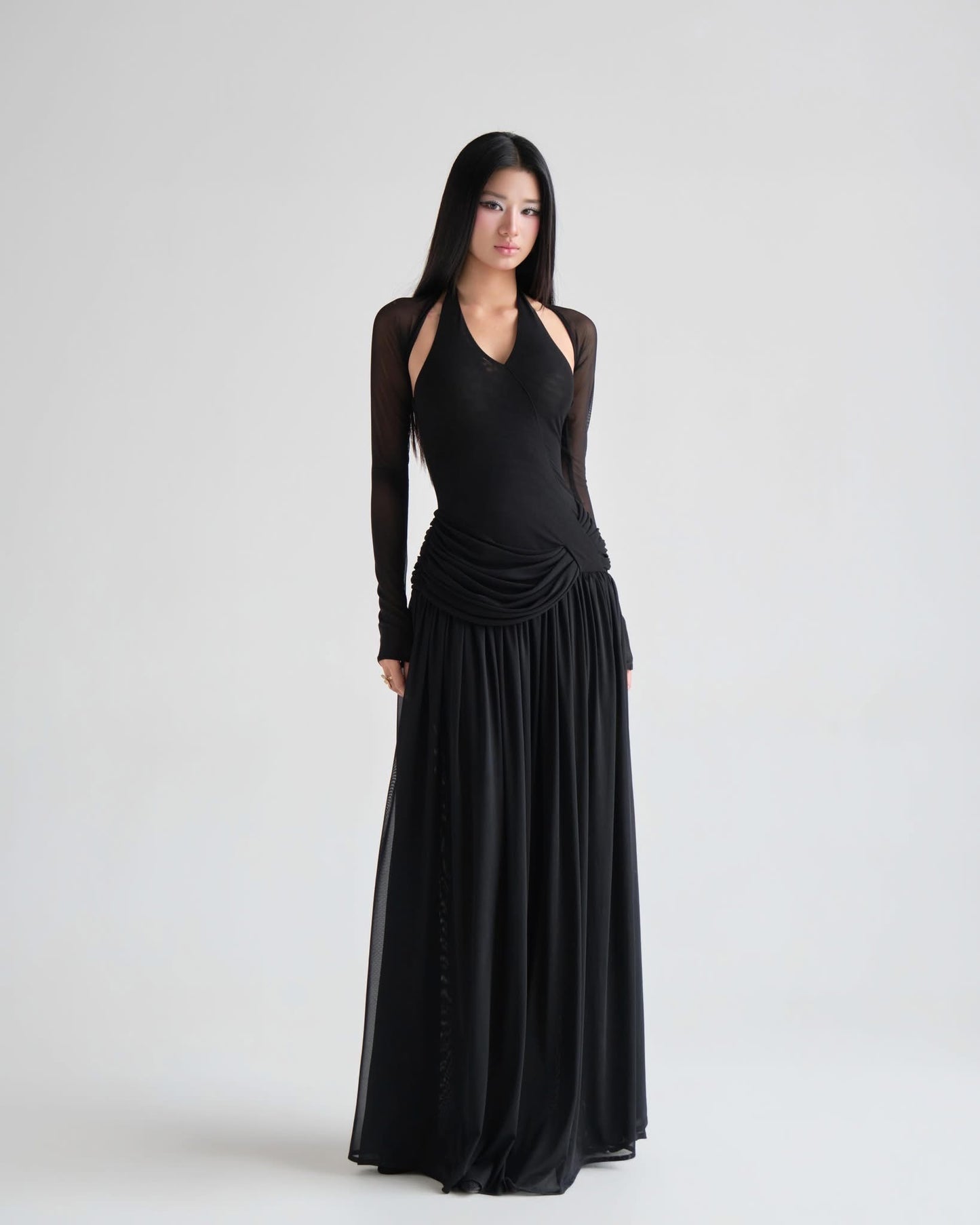 DELICIAE Cream Knit Lydia Maxi Dress