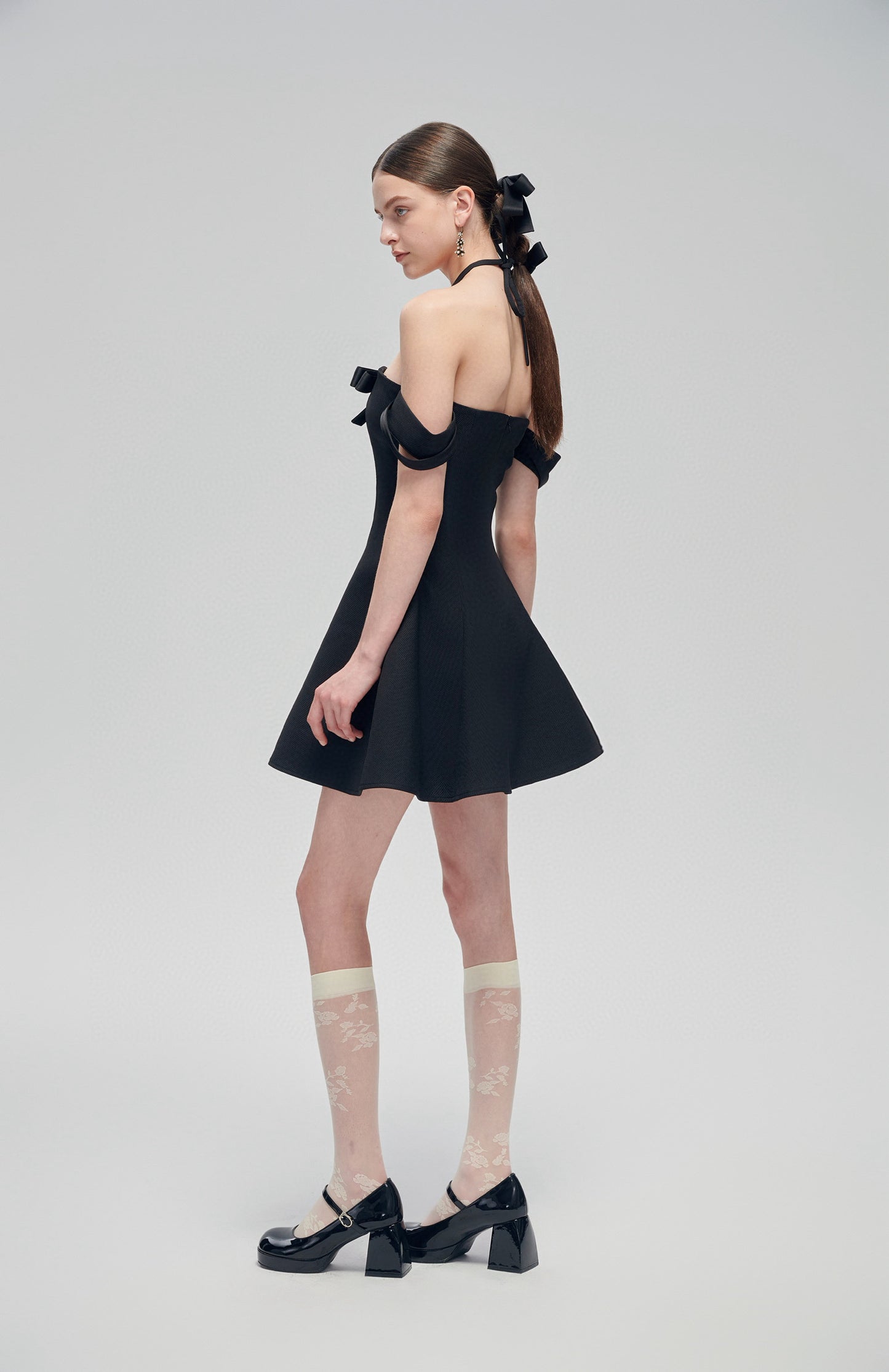 FA SOGNO Black Neck Mini Dress