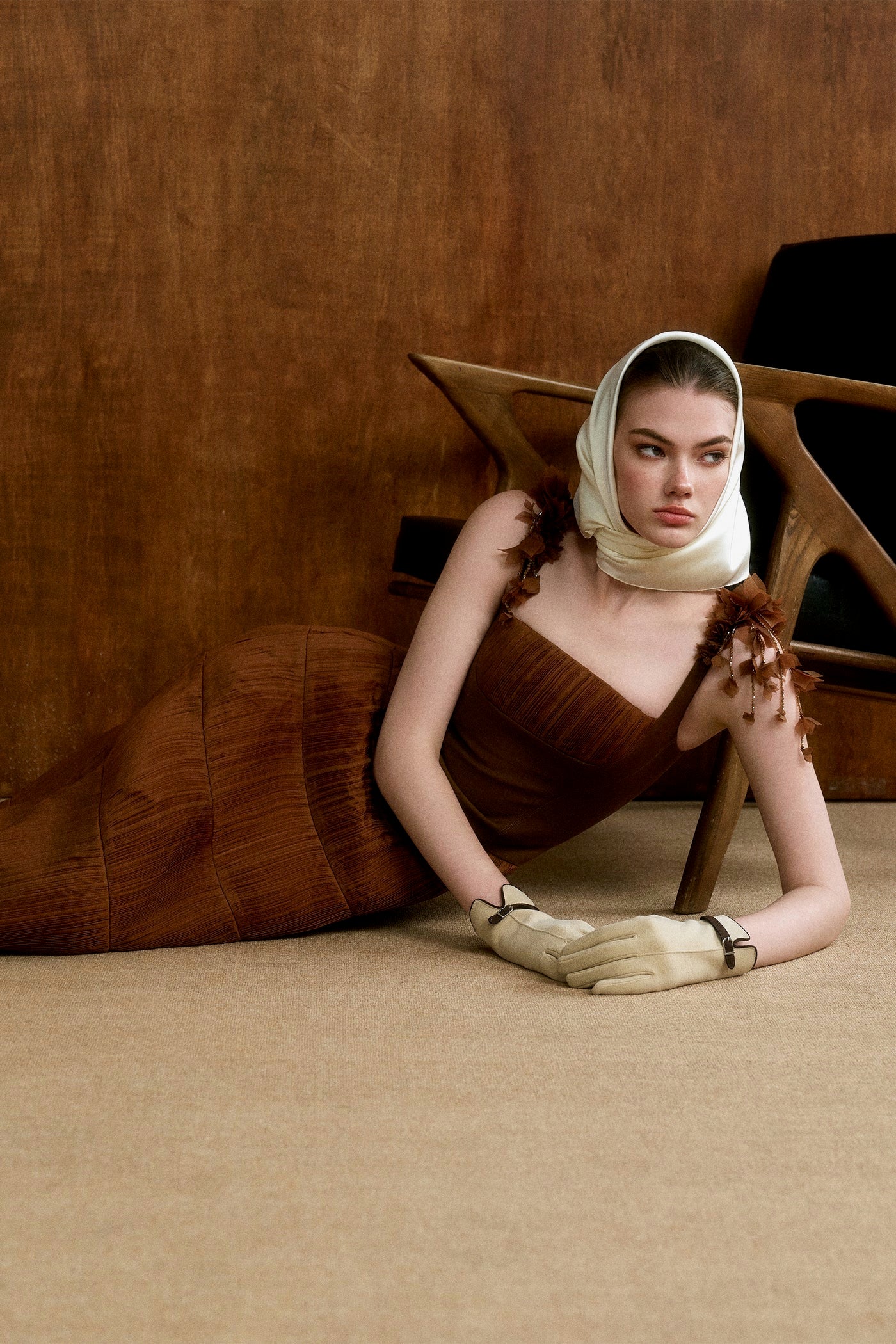 CICI Brown Elegant Vacation Terrina Strap-detail Midi Dress