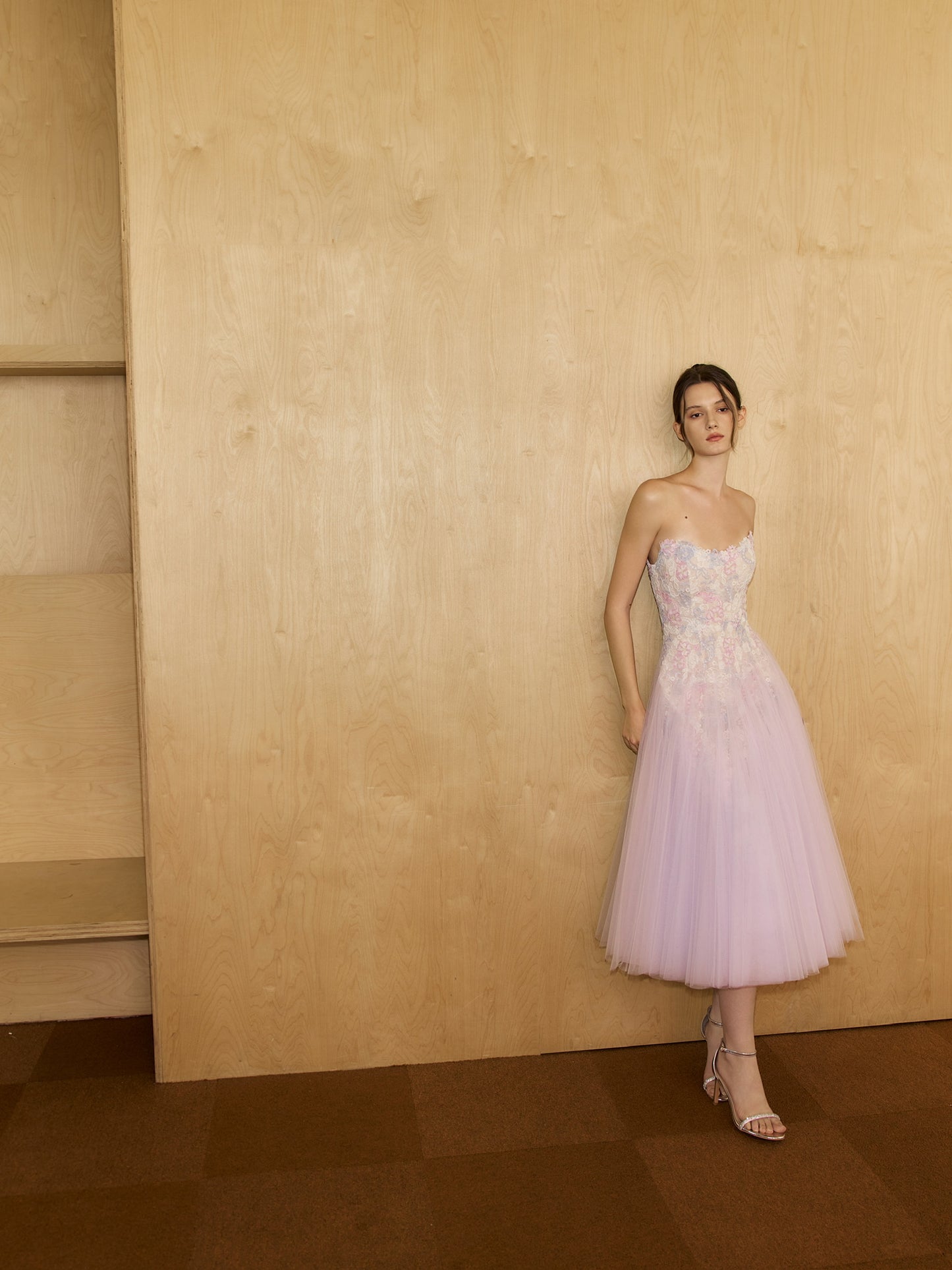 AMUSEE MOI WEEKEND Elegant Sweet Purple Midsummer Night’s Dream Midi Dress