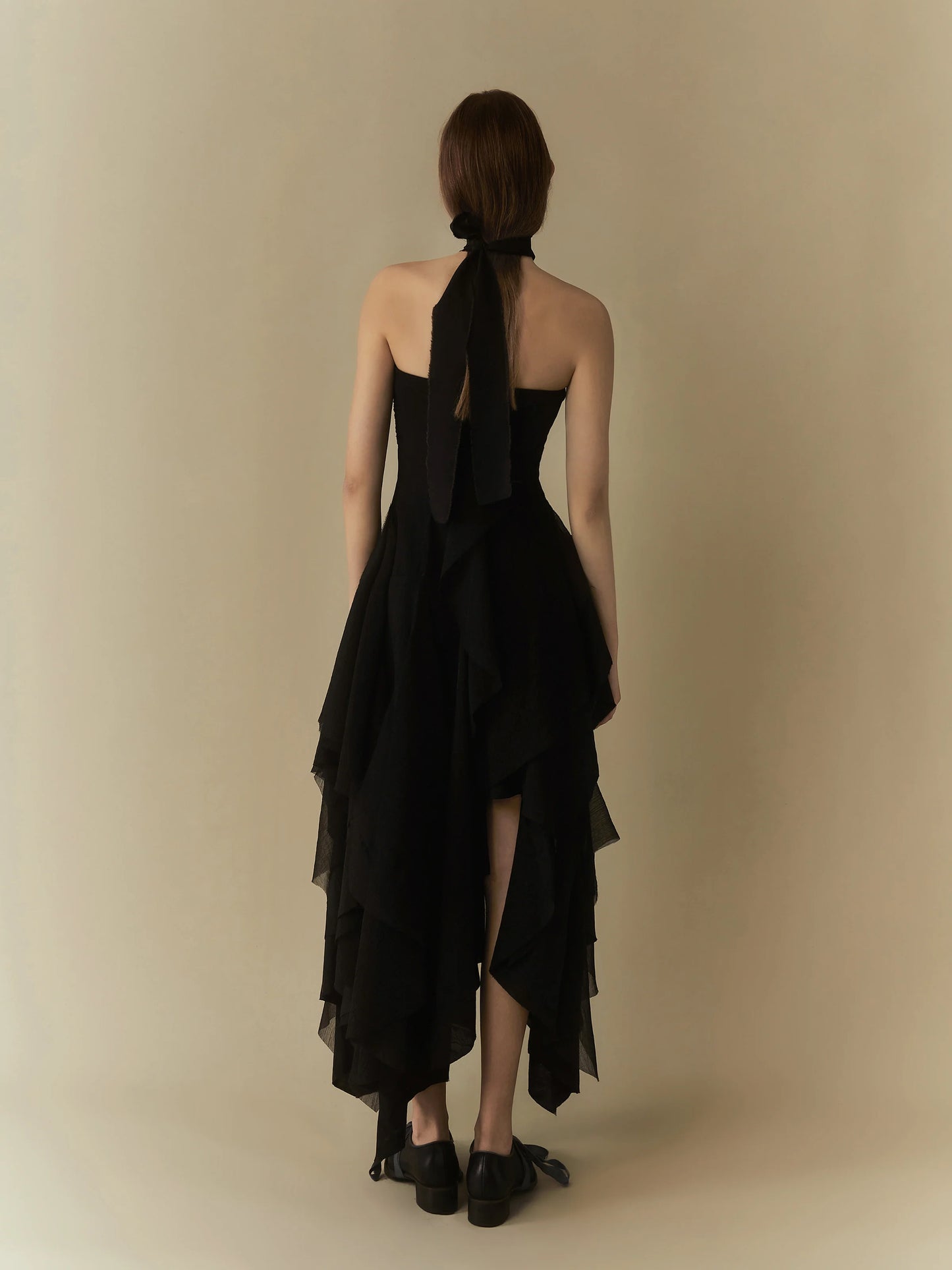 ELYWOOD BLACK LAYERING BANDEAU MAXI DRESS