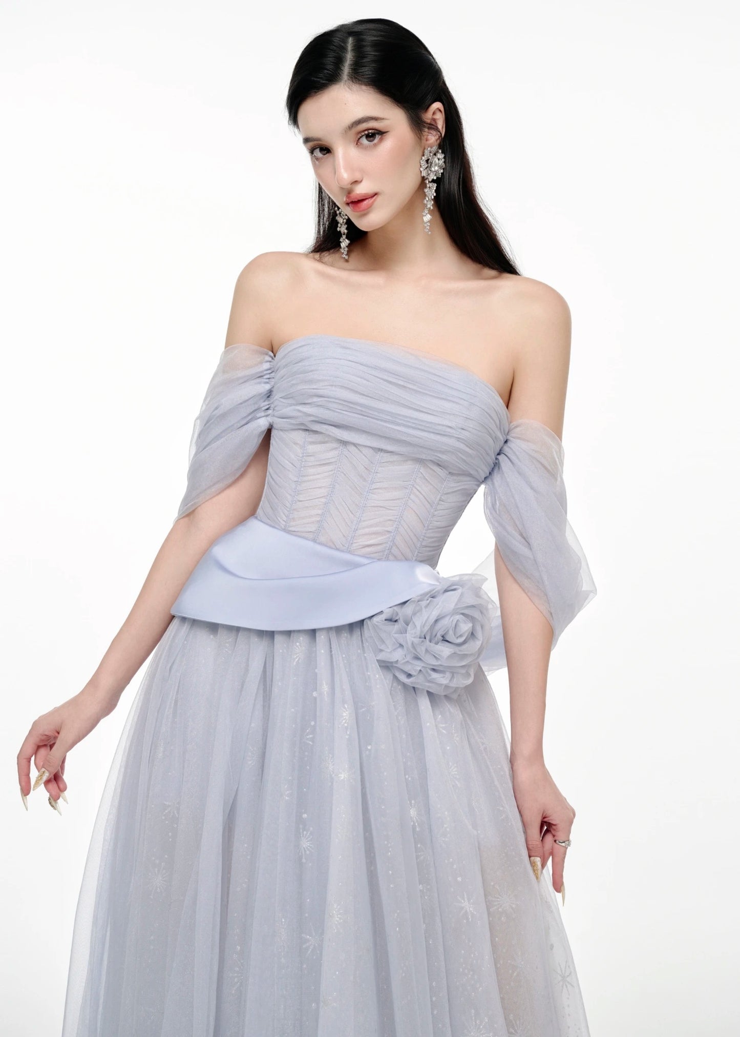 JOSEPHINE Blue Elegant Floral Celeste Maxi Dress