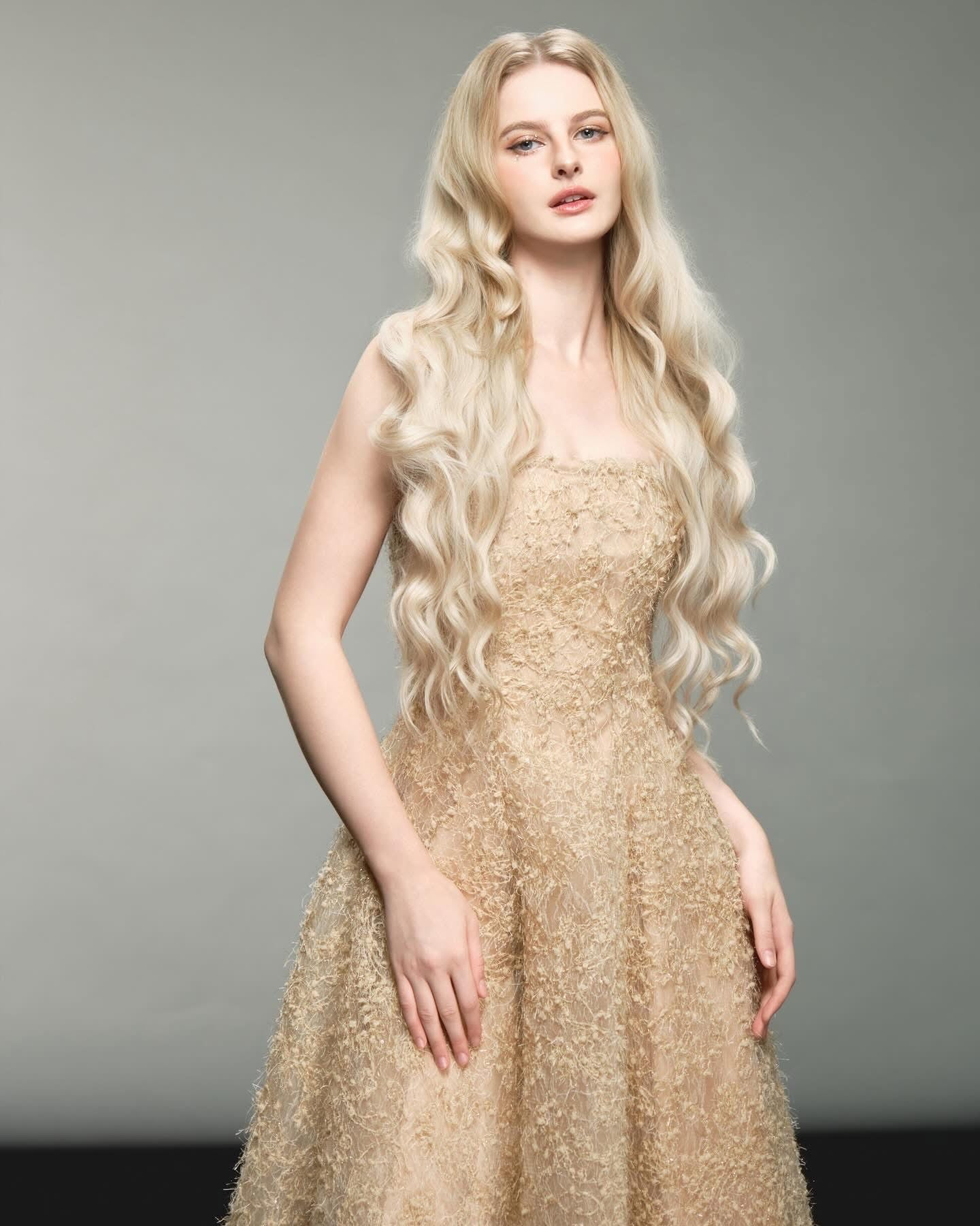 DELICIAE Gold Floral Cindy Maxi Dress