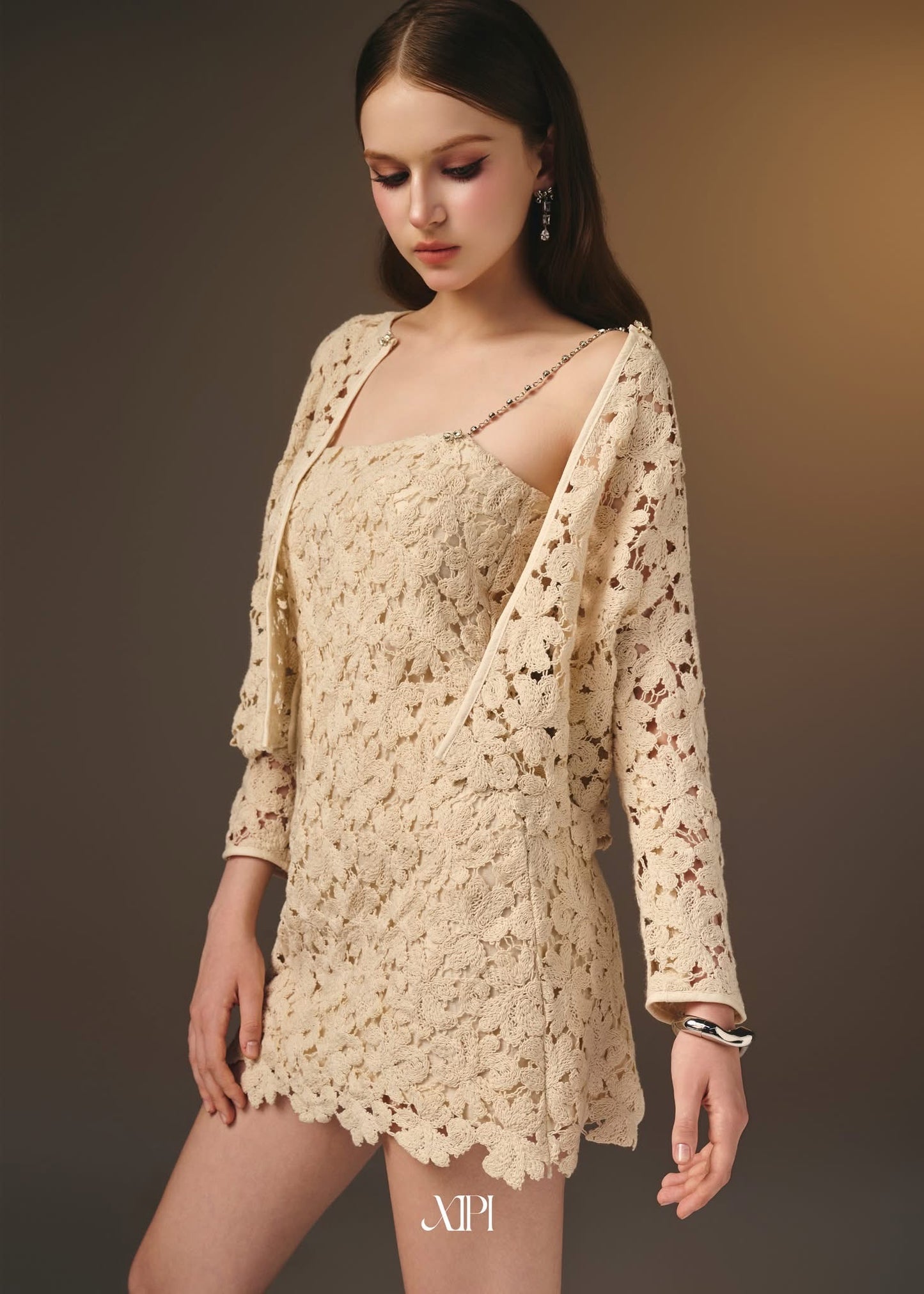 XIPI Yellow Cream Flossie Set Mini Dress Jacket