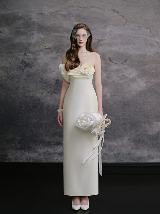 DELICATE Cream Luna Maxi Dress