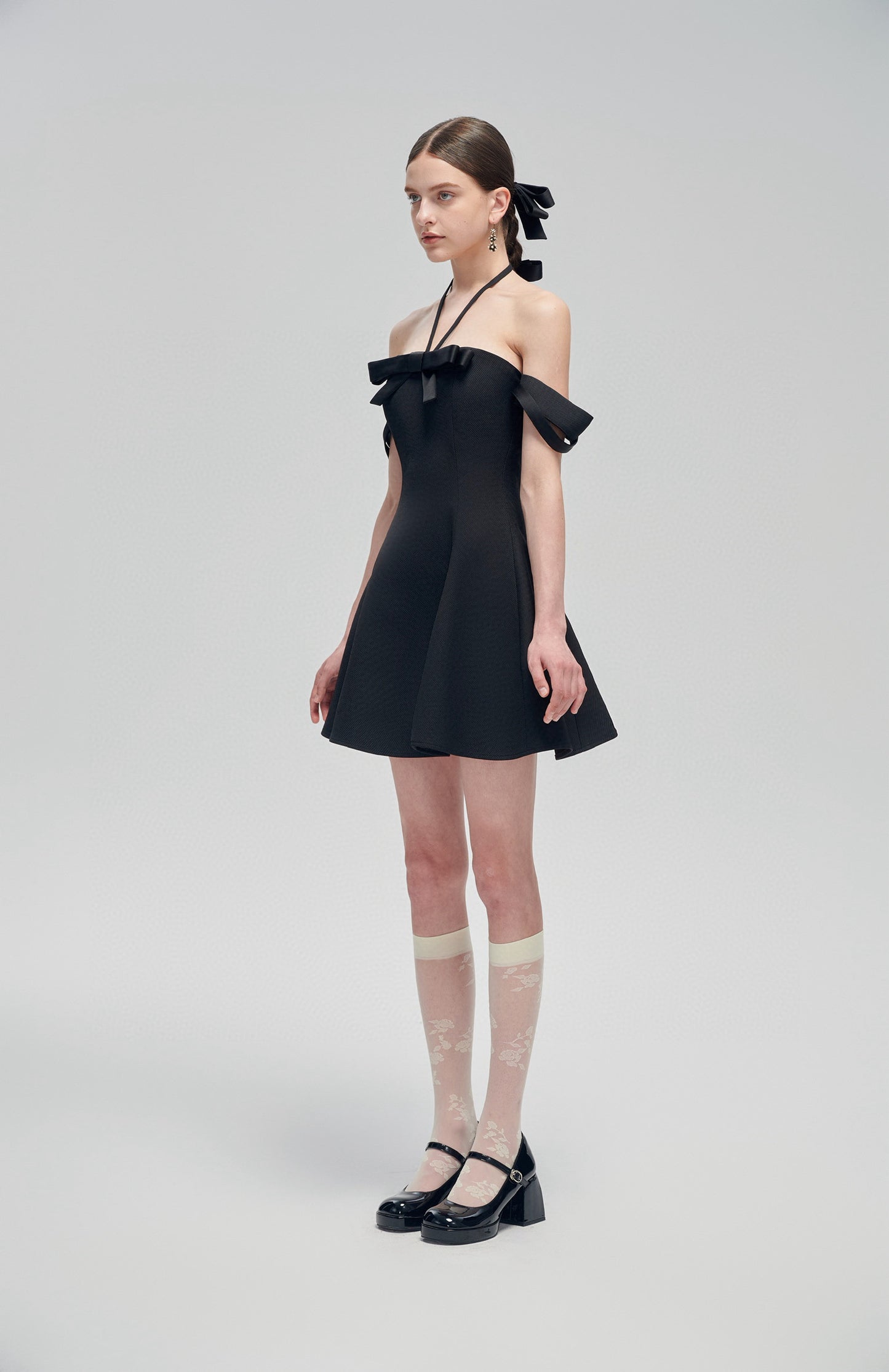 FA SOGNO Black Neck Mini Dress