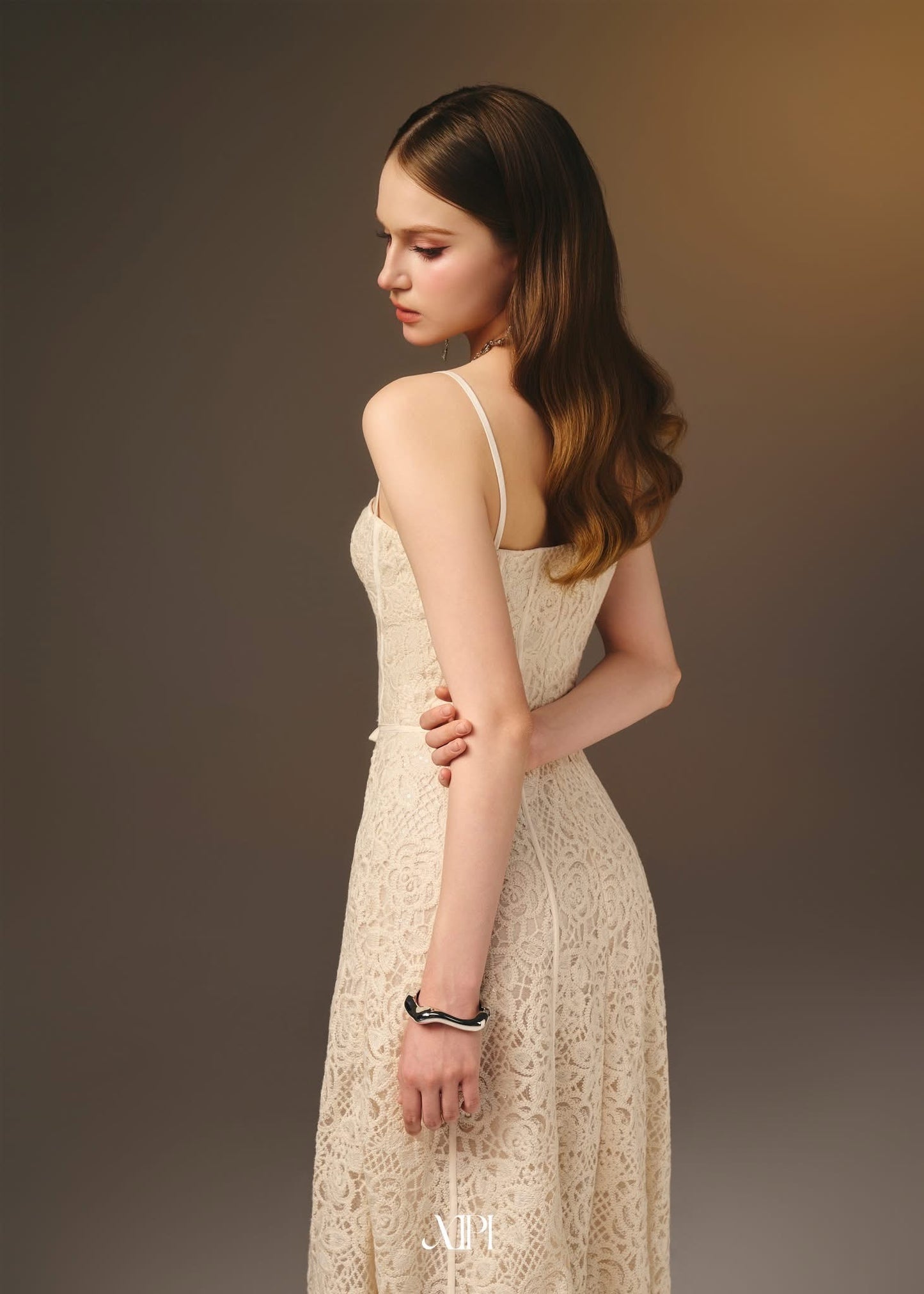 XIPI Yellow Elegant Cream Eloise Midi Dress