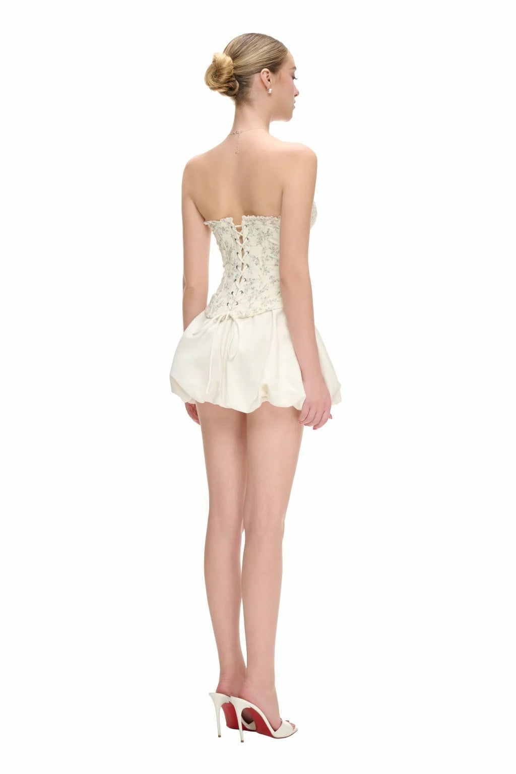 JUBIN Floral Lilac Top & WhiteSonnet Balloon Skirt