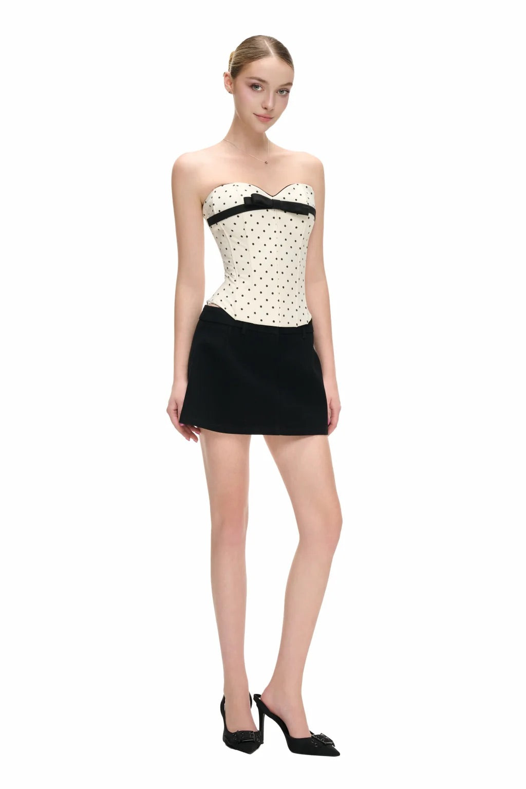 JUBIN White Kelbie Top Black Nayvie Skirt