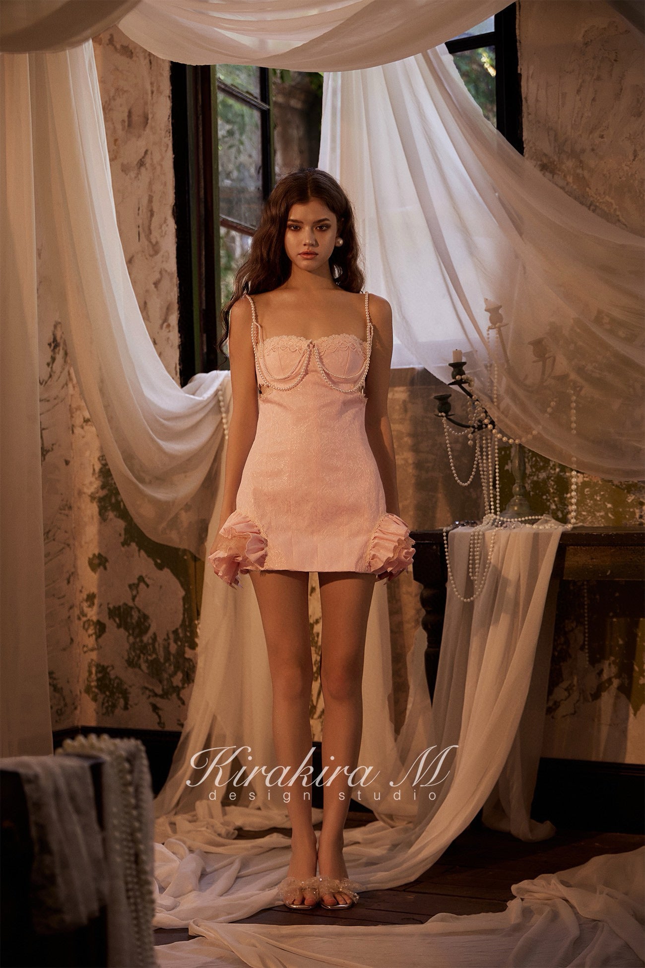 KIRAKIRA M Pink party mini dress