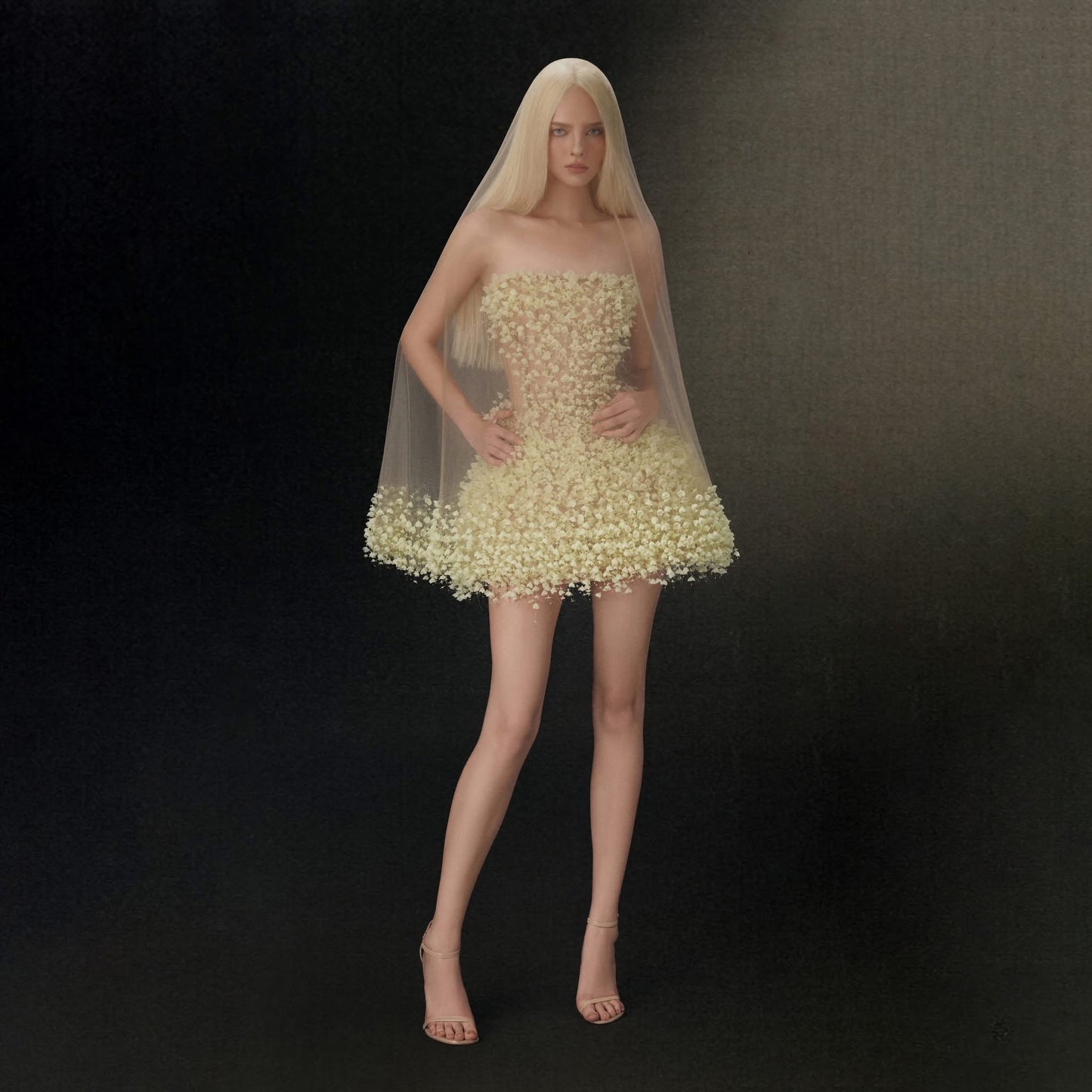 Montsand yellow Suzuran Haute Couture Mini Dress