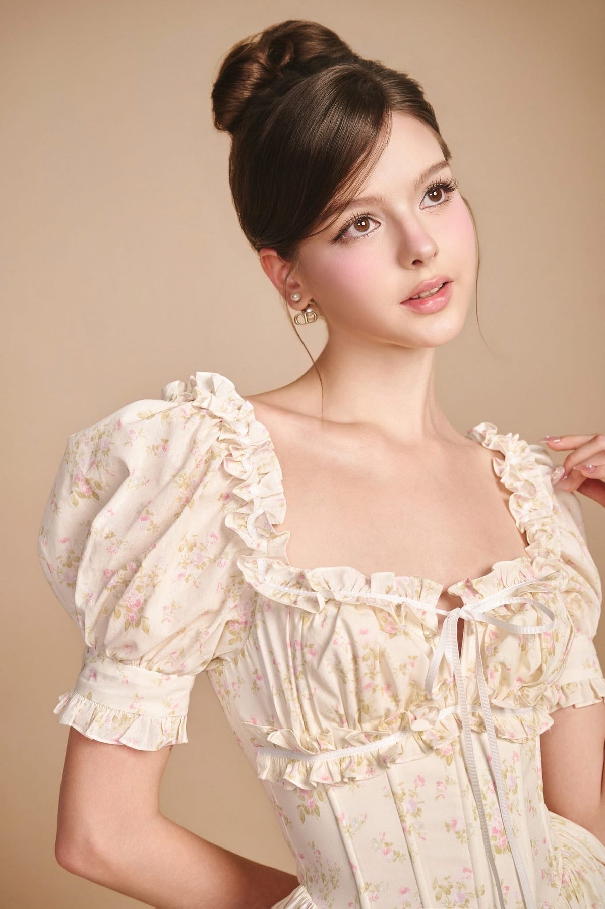Cream Miranda Corset Midi Dress