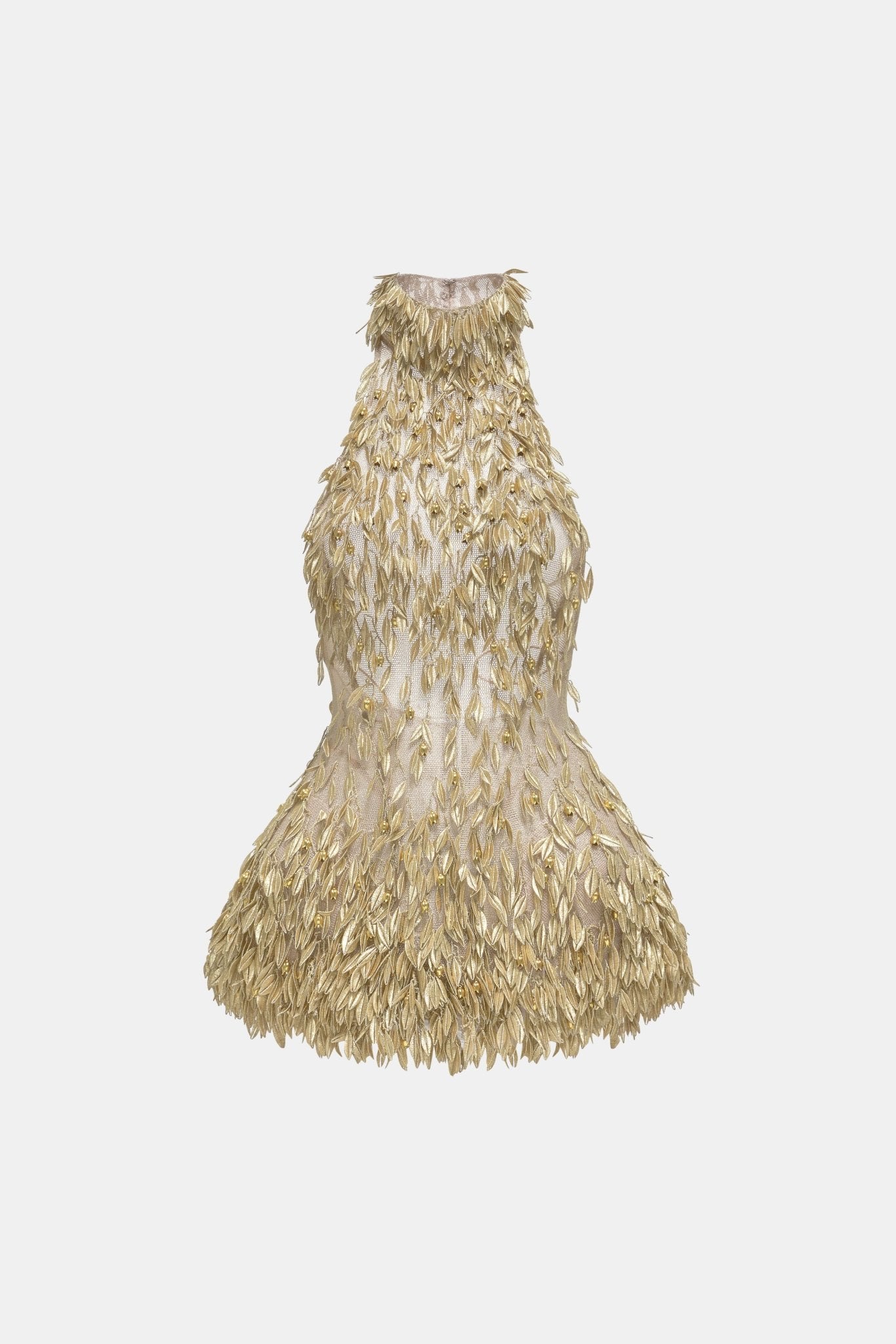 MONTSAND Gold Elegant Vintage High Neck Jumpsuit Top