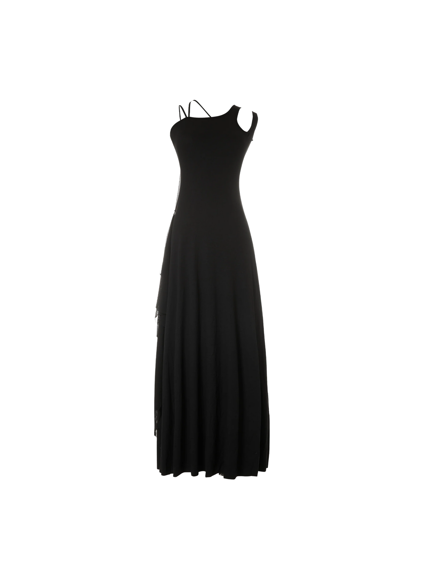 ELYWOOD BLACK ELASTIC SLIM MAXI DRESS