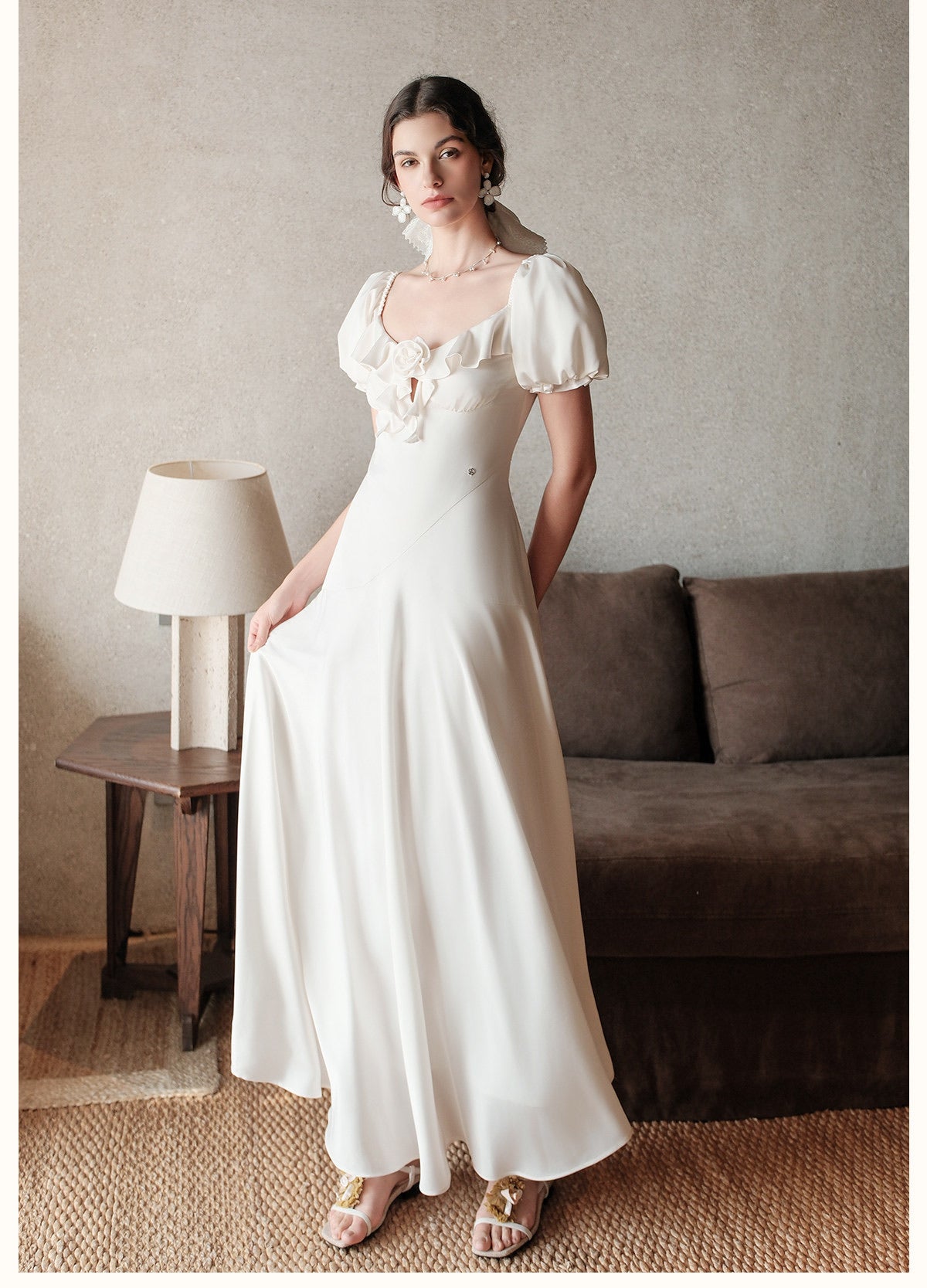 SHEERLUCK Yellow Floral Florette Vacation Maxi Dress