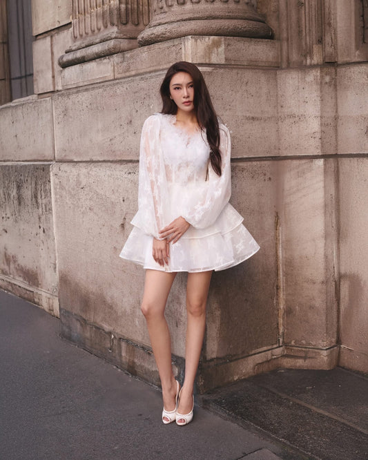 LOVELYN White Vacation Sweet Mini Dress