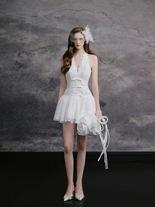 DELICATE White Jumi Lace Mini Dress