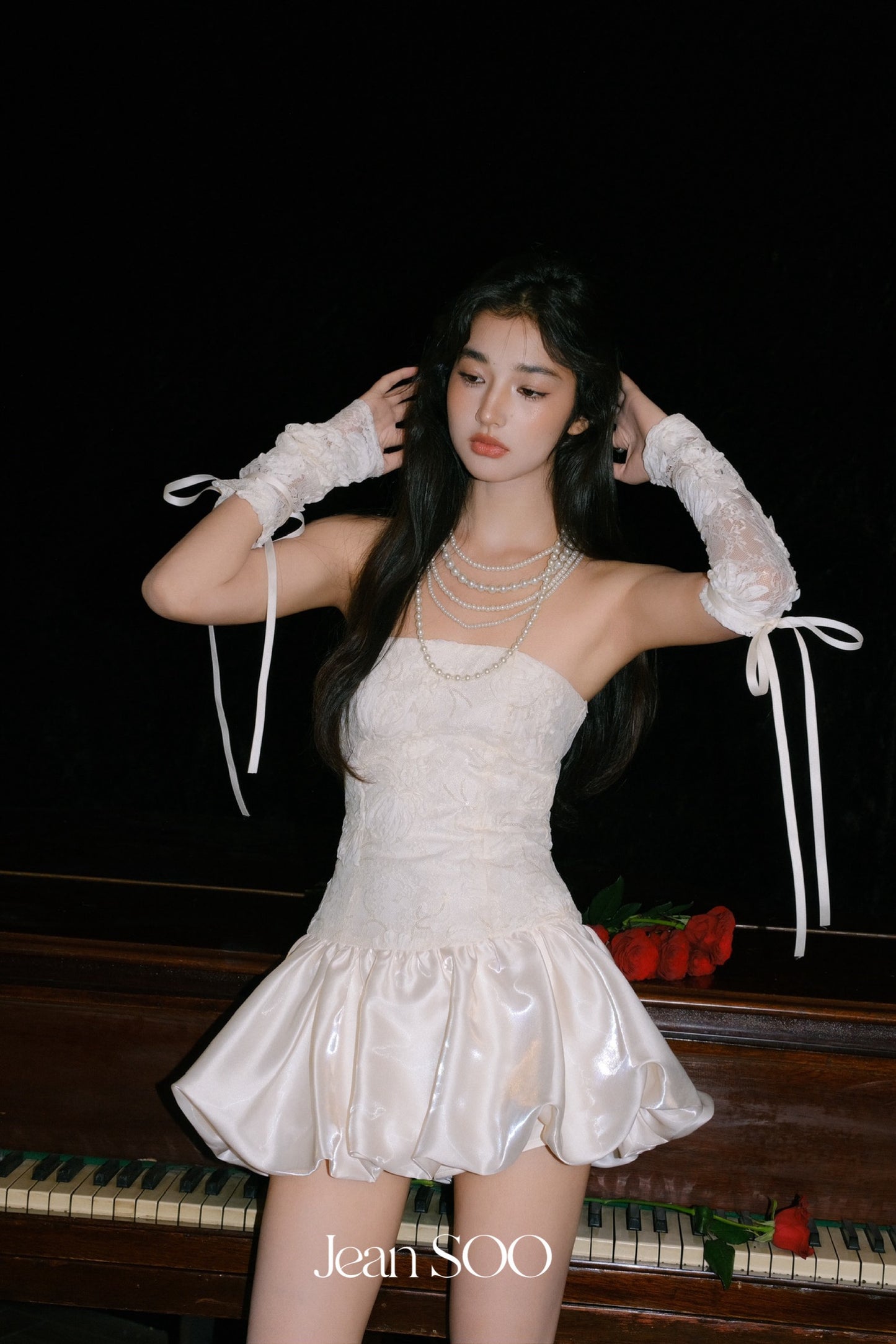 JEAN SOO White Lace Mini Dress