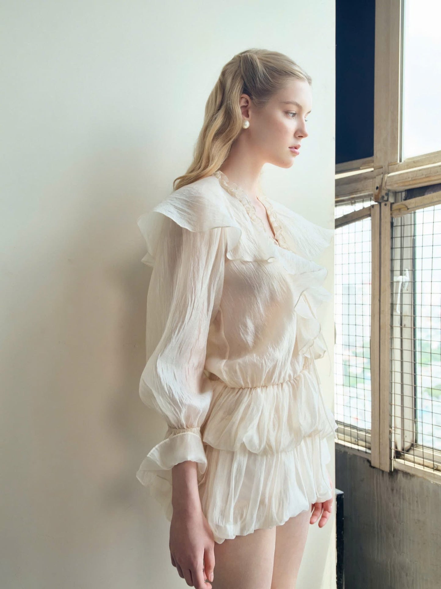 ENUFF Cream Vela Mini Dress