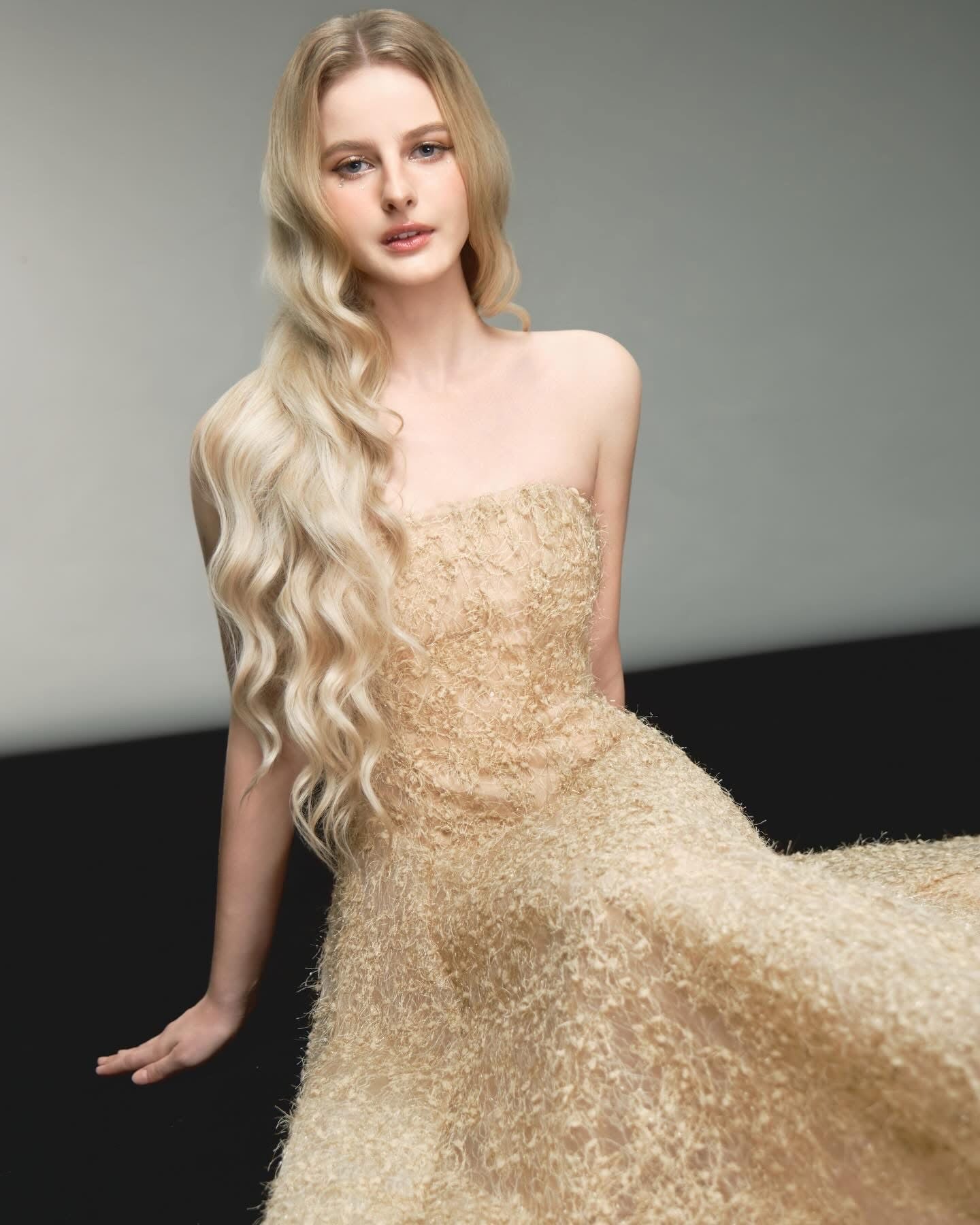 DELICIAE Gold Floral Cindy Maxi Dress