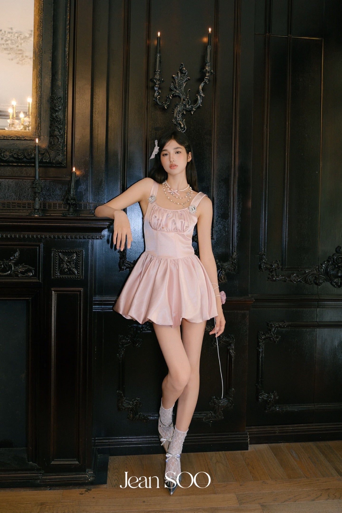 JEAN SOO Sweet Vacation Pink Satin Mini Dress