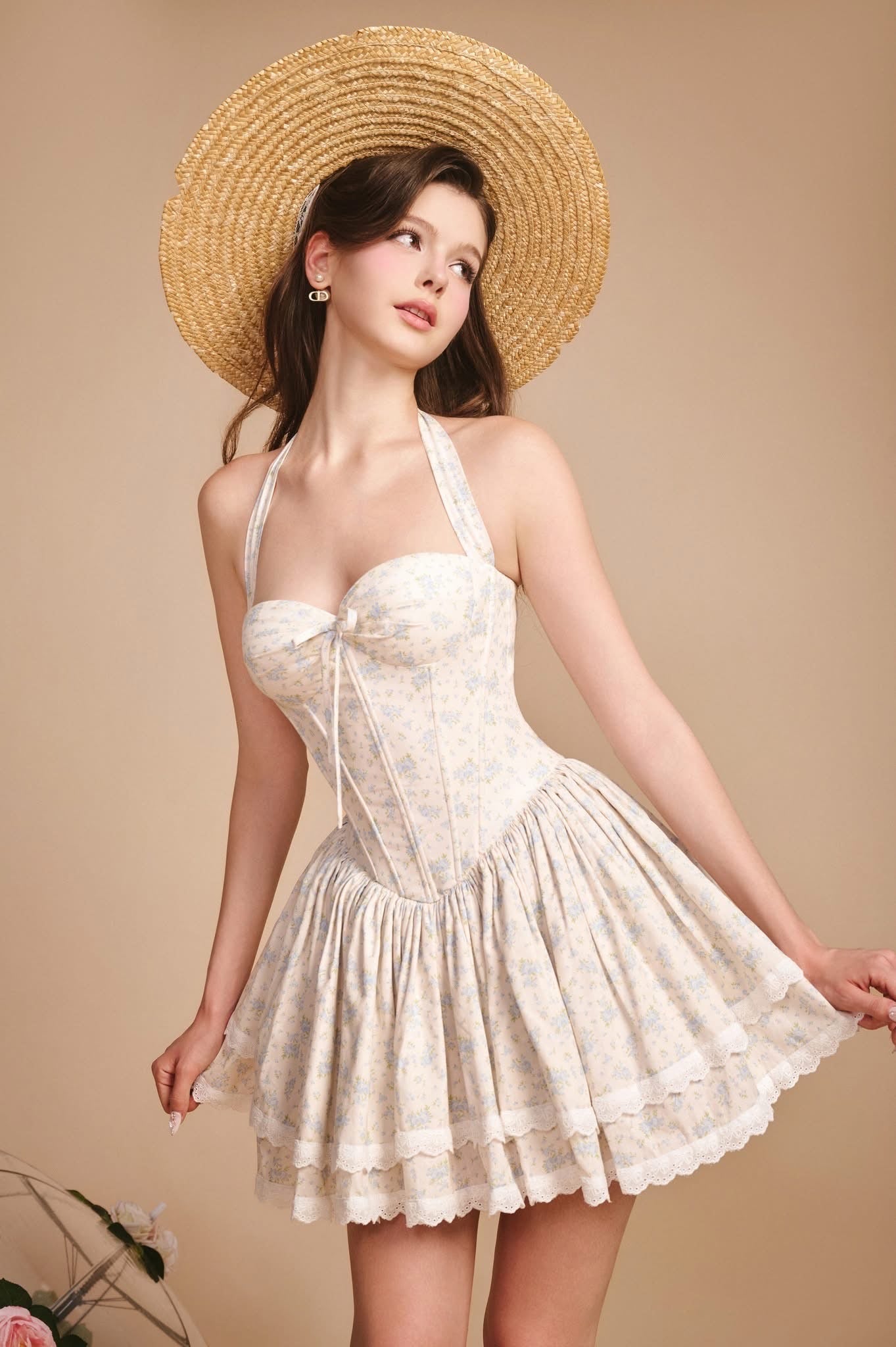 SISSY NATION Sweet Elegant Fairycore White Gabrielle Corset Mini Dress