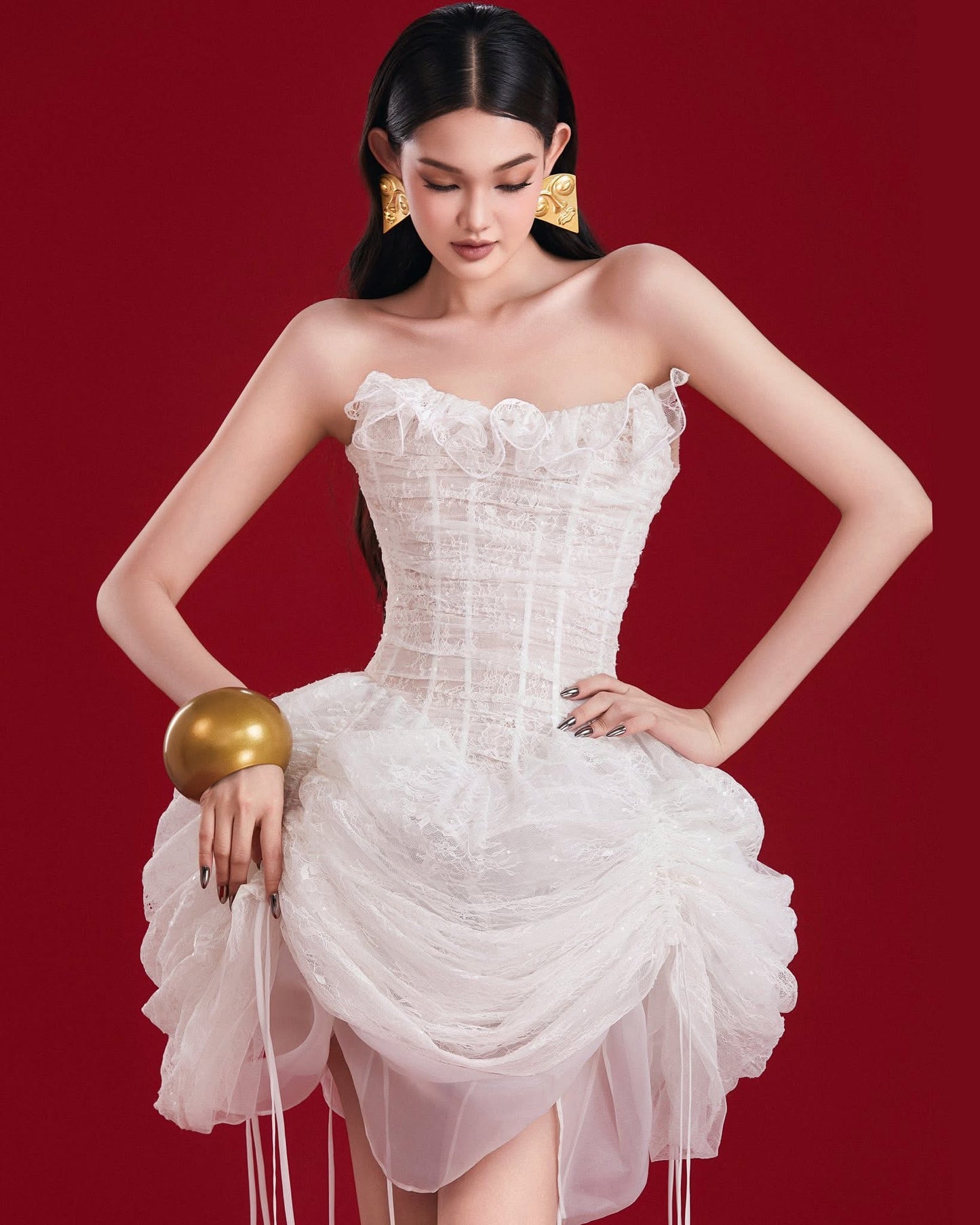 MAEL FEMME White Astrina Mini Dress (Adjustable)