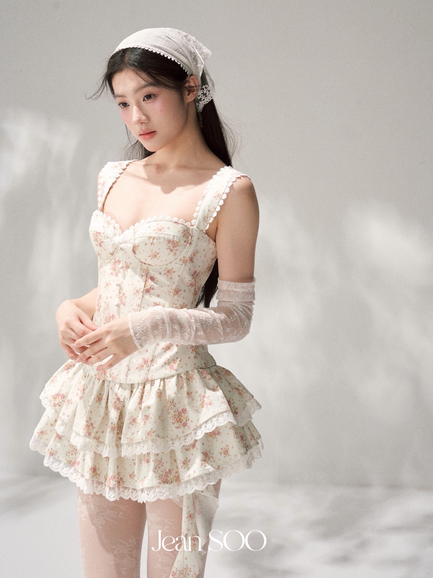 JEAN SOO Sweet Vacation White Floral  Top & Skirt