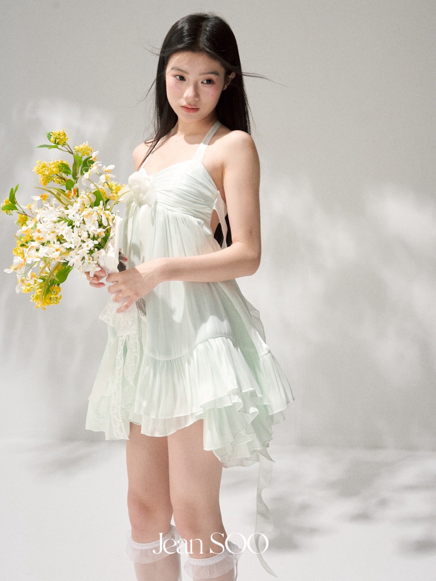 JEAN SOO Sweet Vacation Green Mint Mini Dress