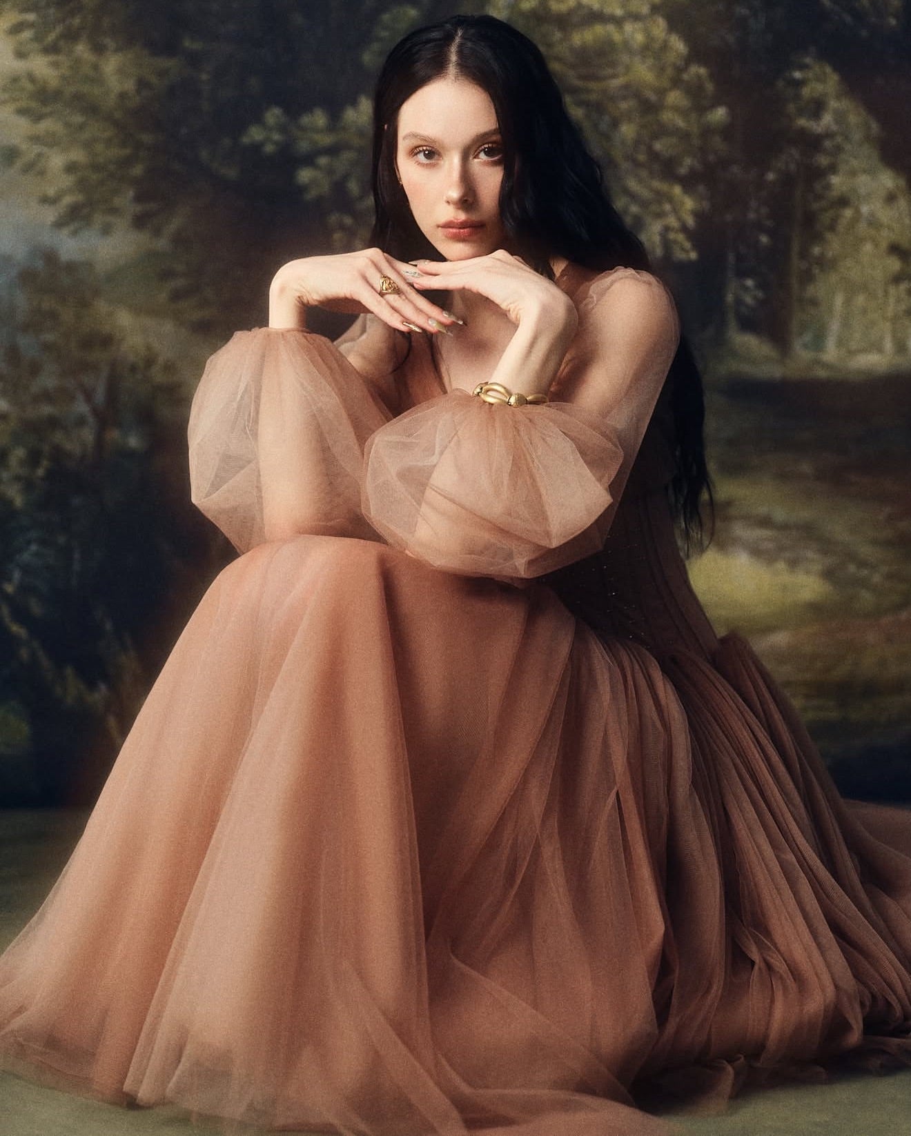 LINHPHUNG Brown Gauze Sylvara Midi Dress