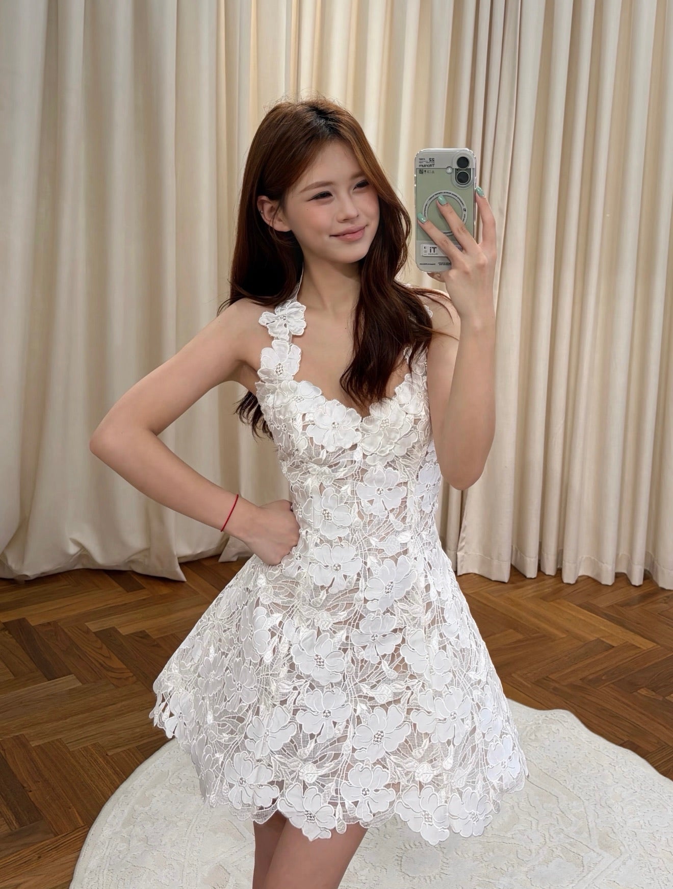 AMUSEE MOI WEEKEND Elegant Formal White Self-portrait Mini Dress