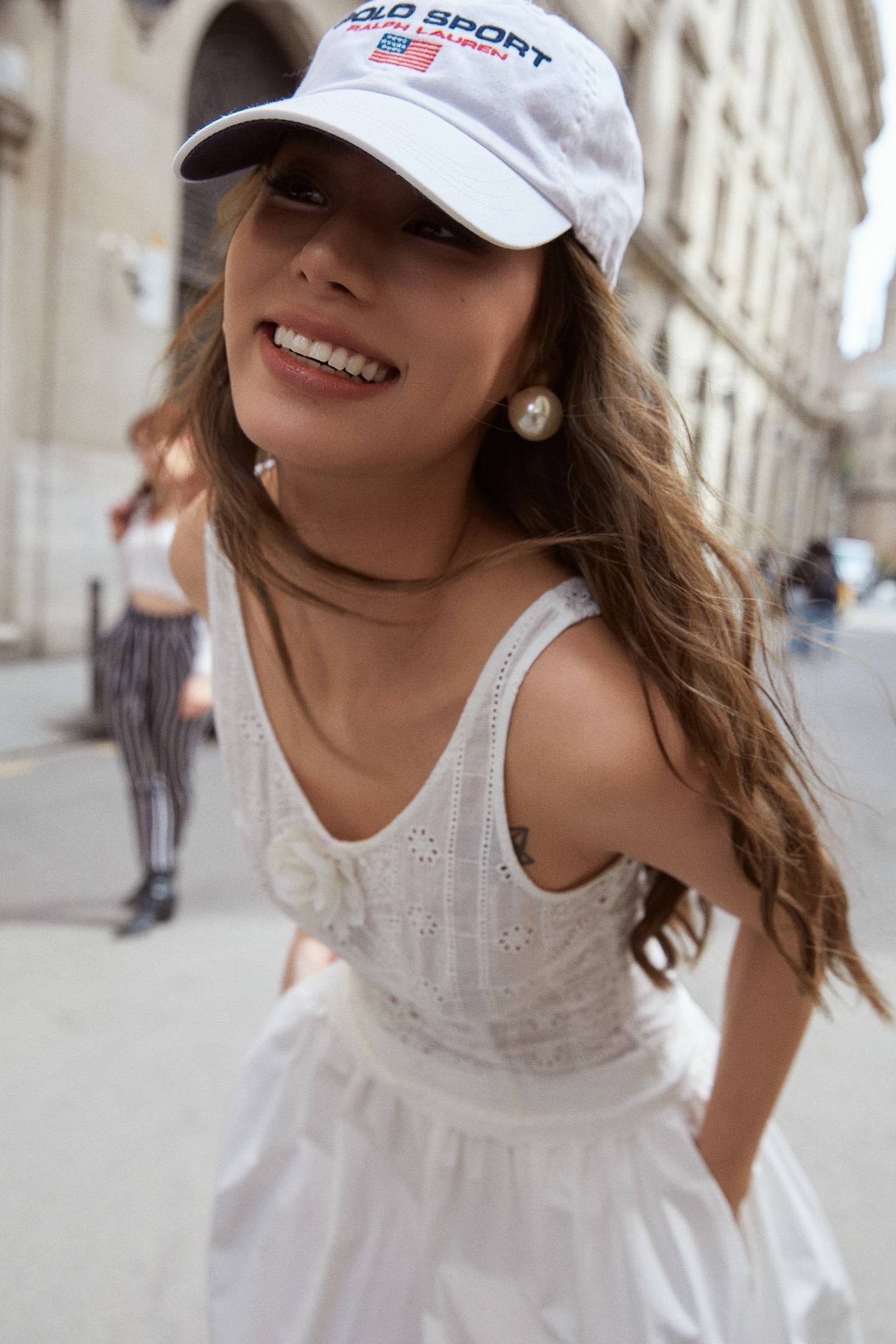 MINPURA White Lace Sporty Maxi Dress