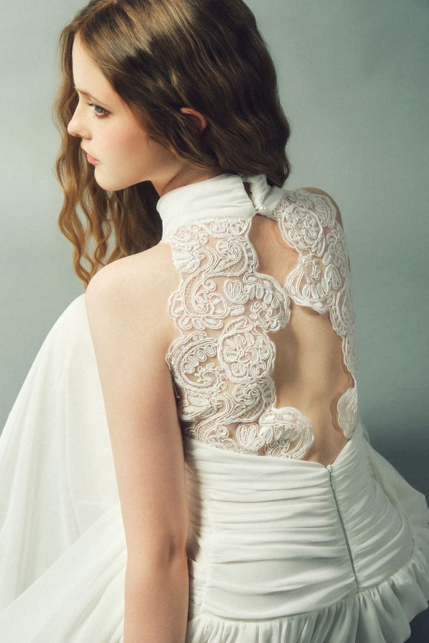 DELICIAE White Knitted Lace Lanei Maxi Dress