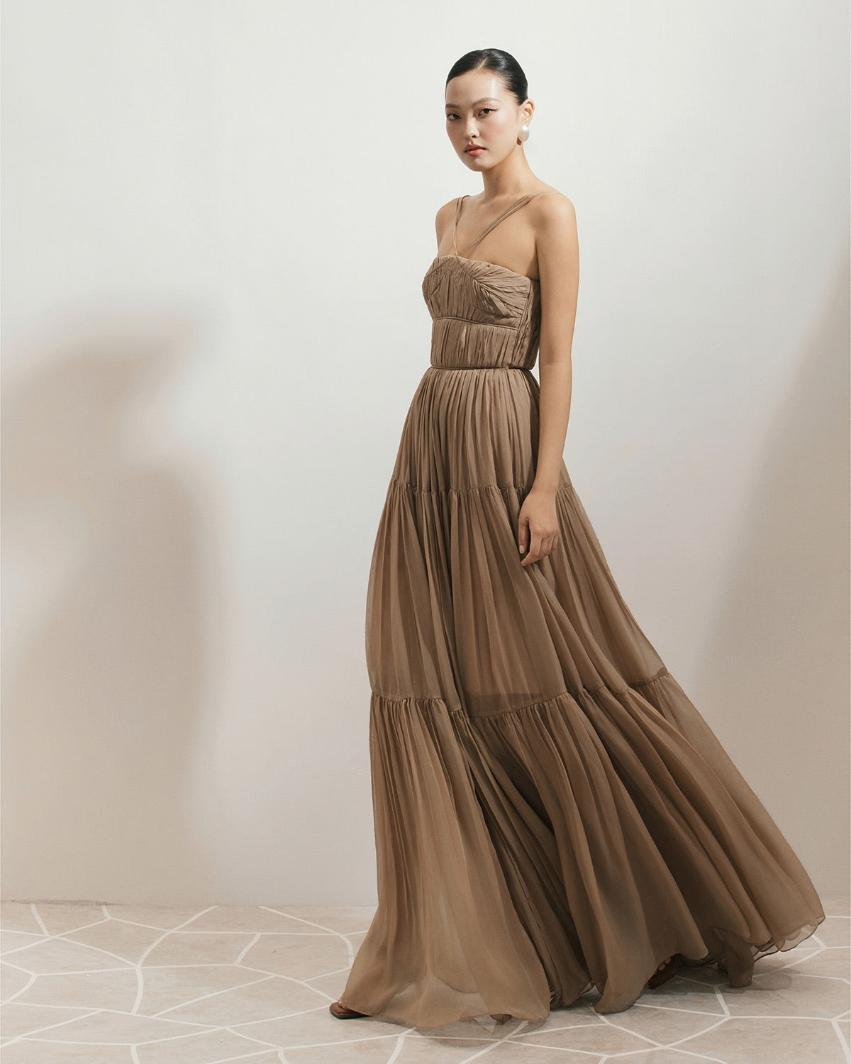 BYDI Fairycore Elegant Vacation Brown  Olia Maxi Dress