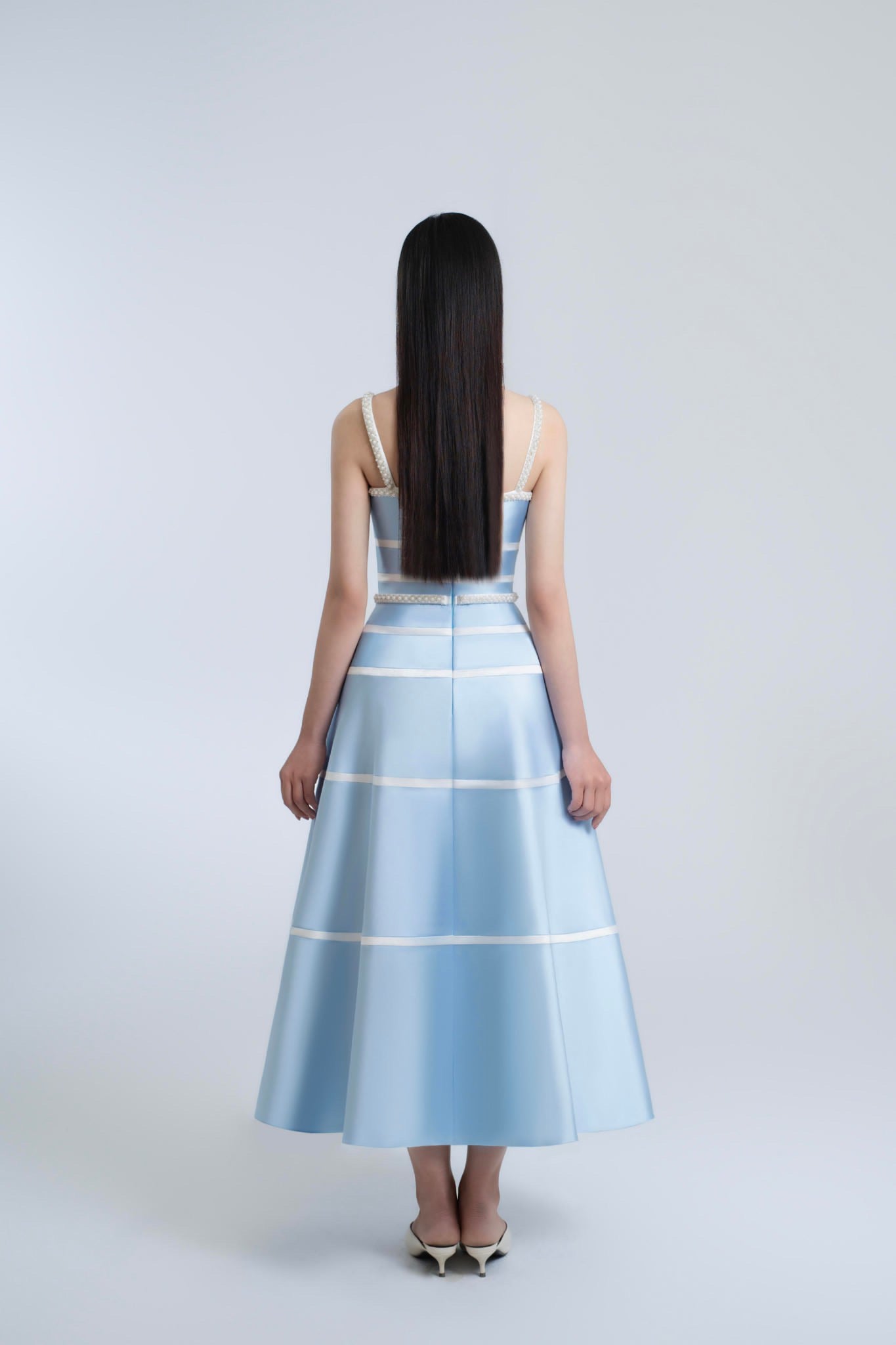 DETHEIA Elegant Minimalist Blue Ava Midi Dress