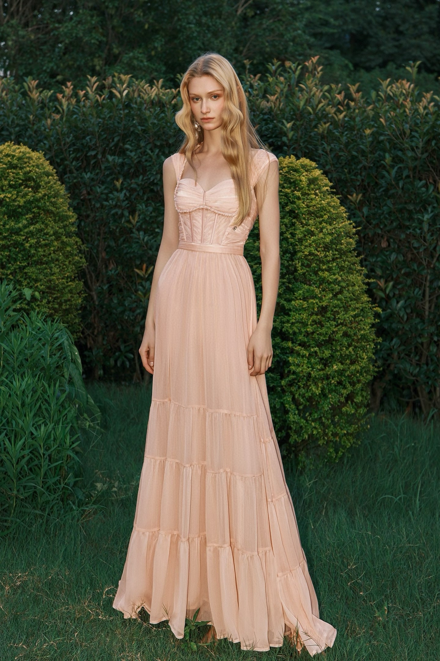 SHEERLUCK Brown Maxi Dress