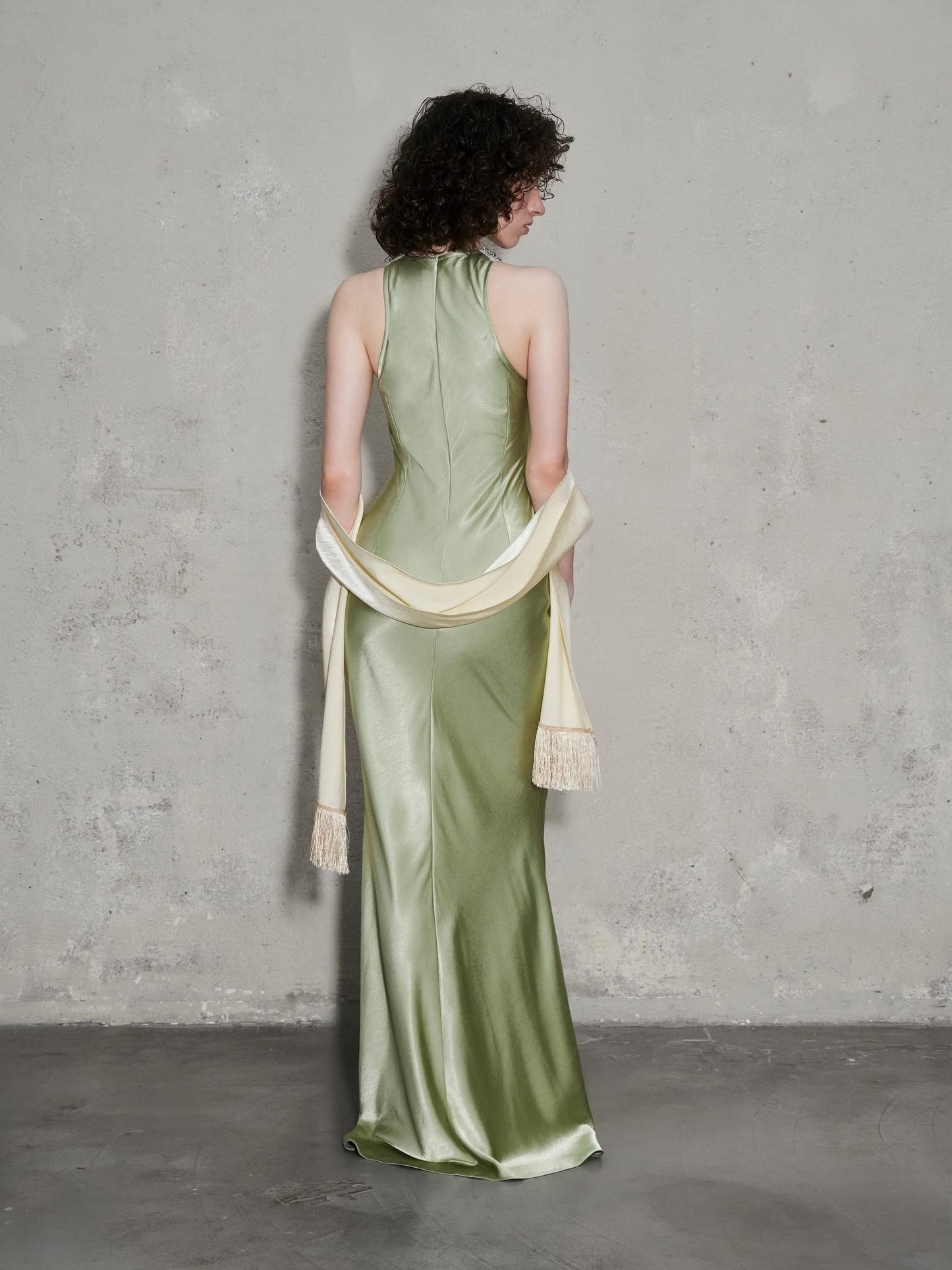 OIA STUDIO Elegant Vacation Green Cinnabar Maxi Dress
